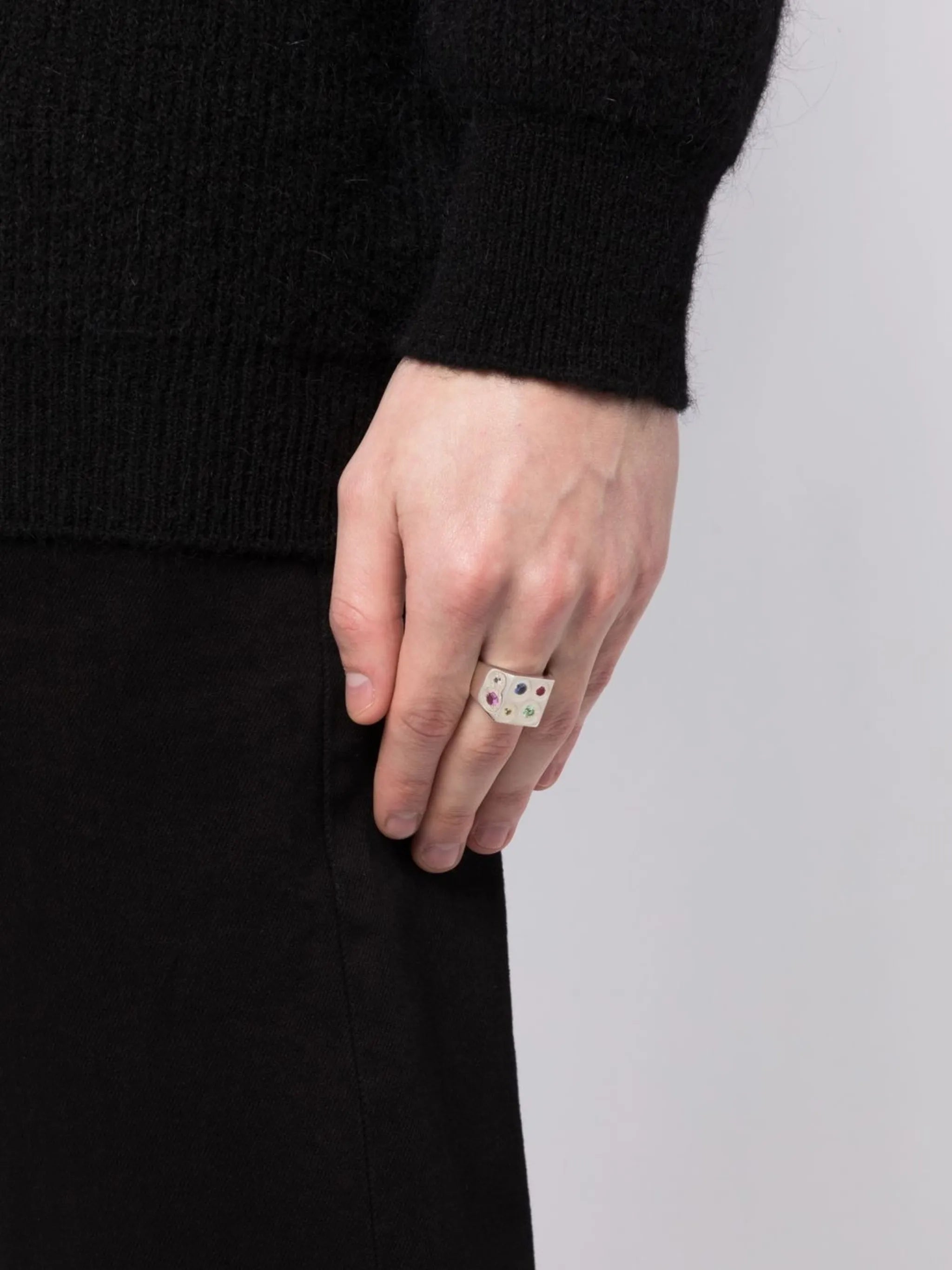 silver sapphire signet ring