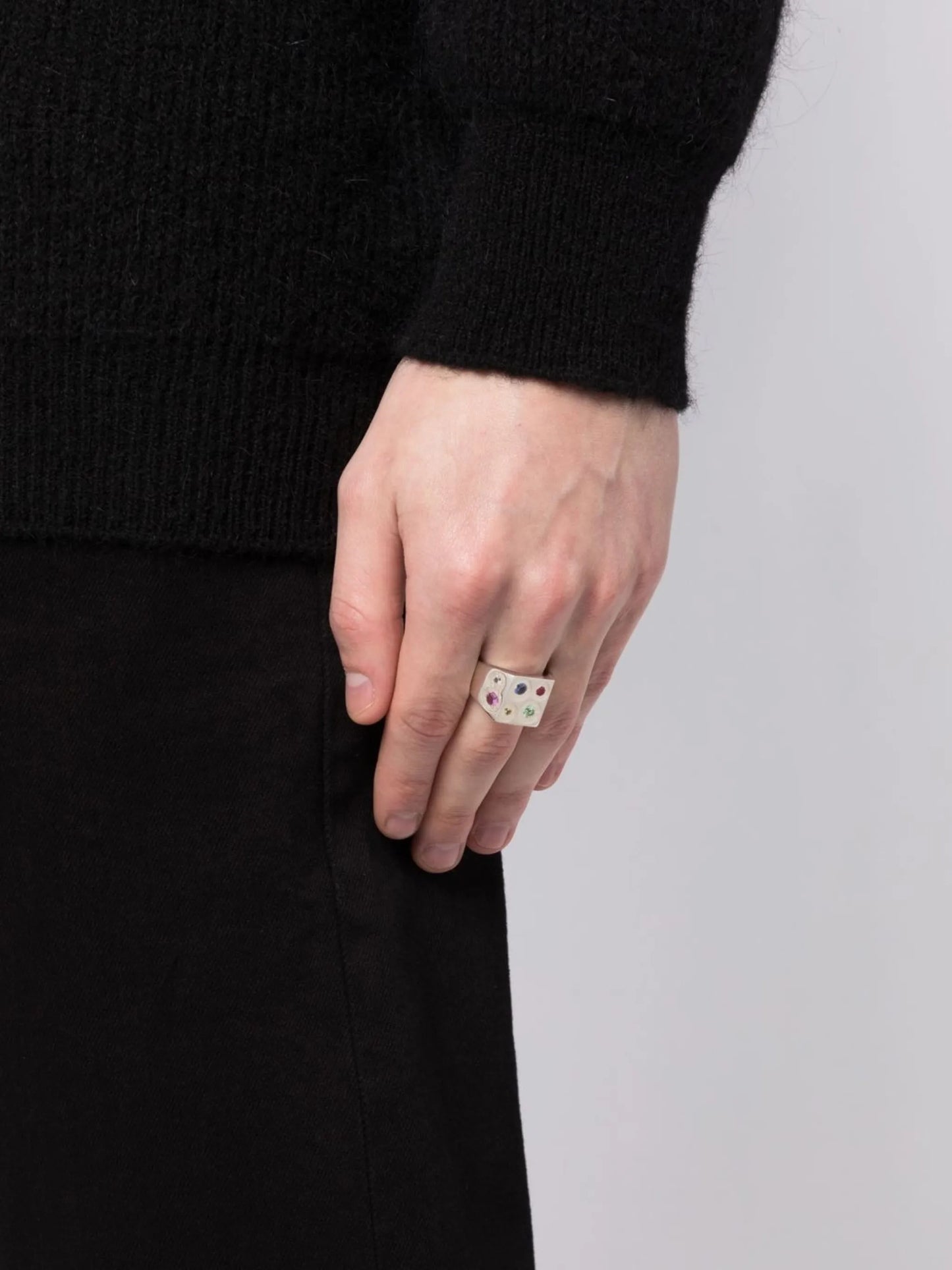 silver sapphire signet ring