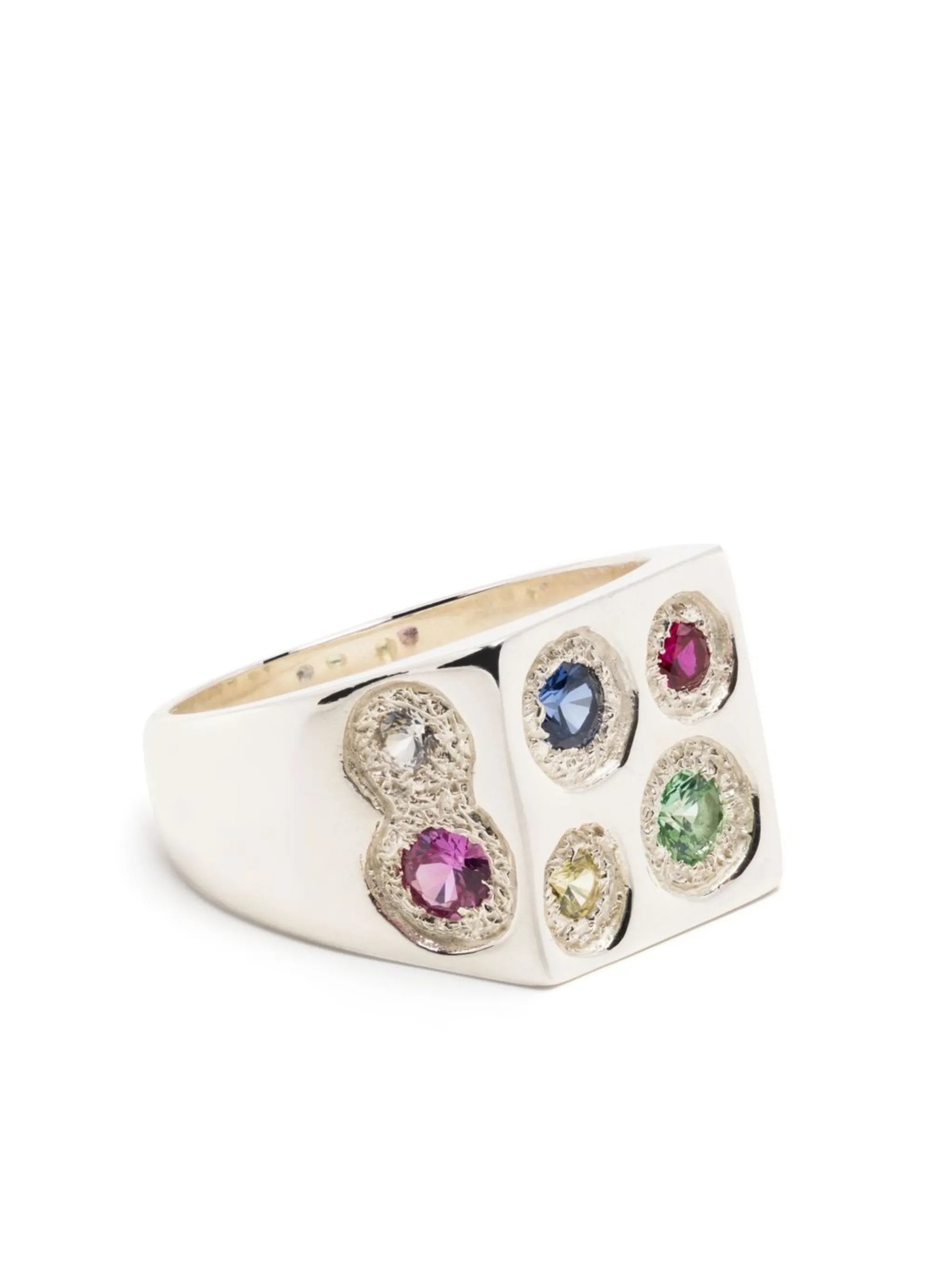 silver sapphire signet ring
