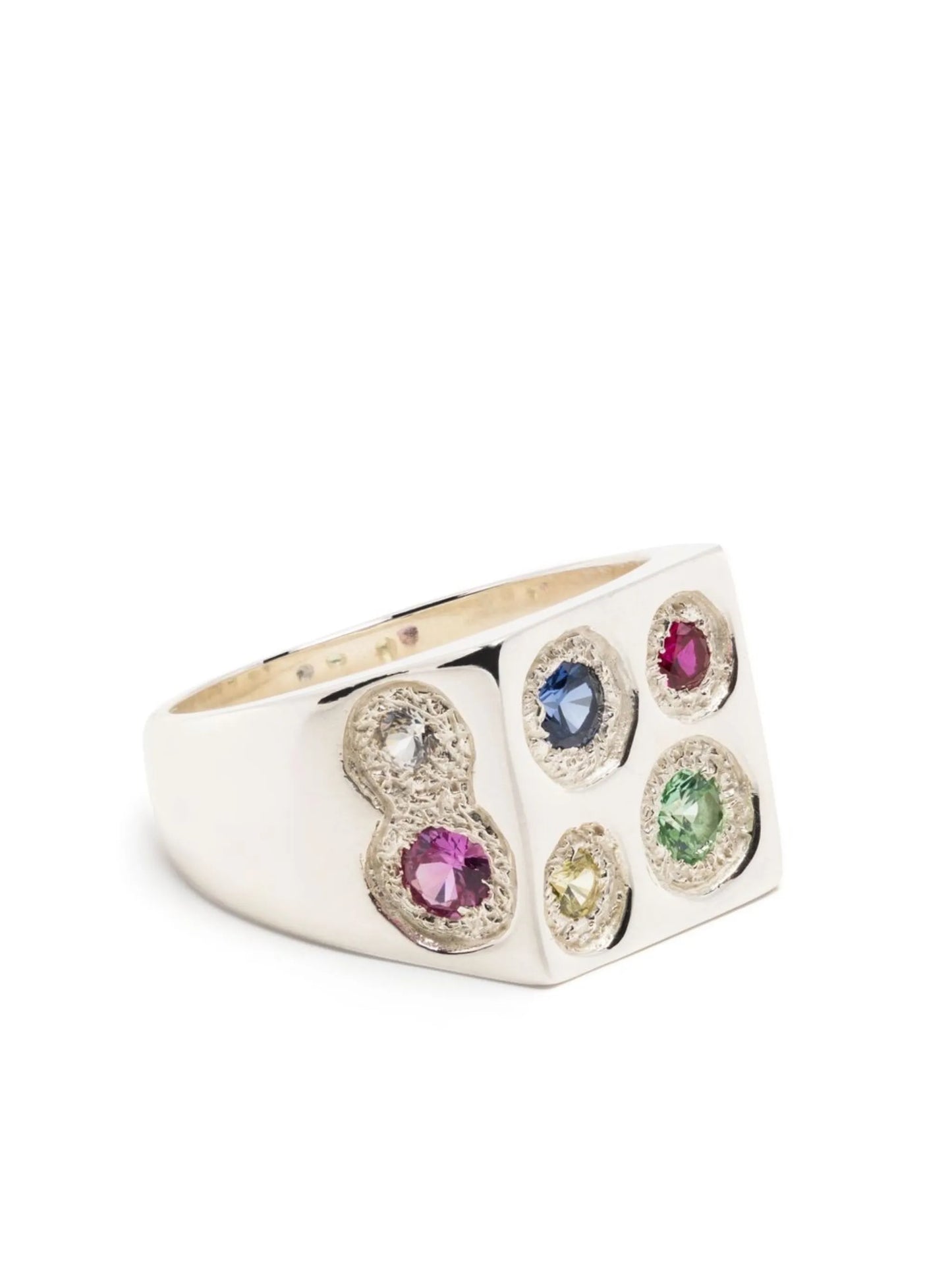 silver sapphire signet ring