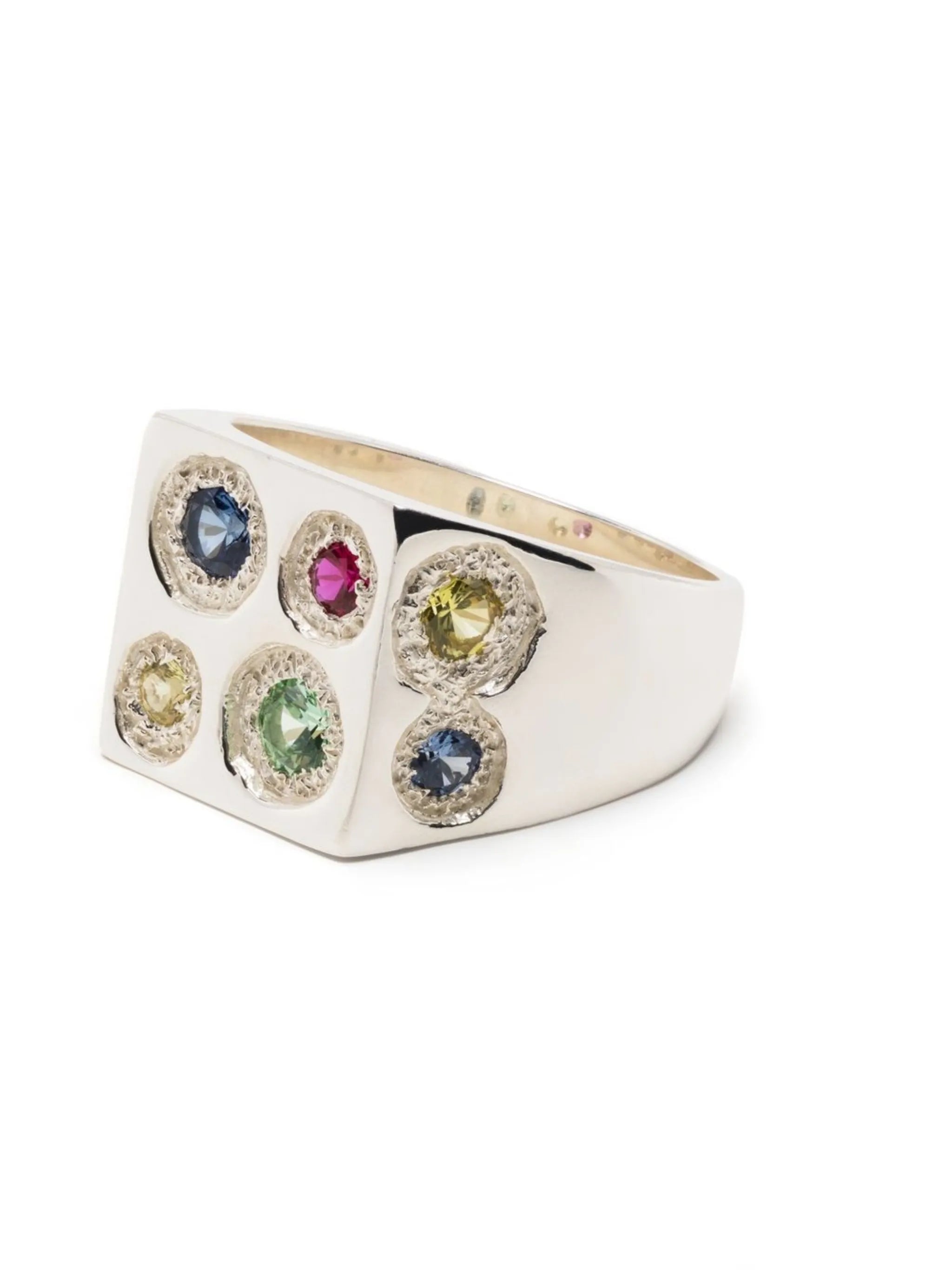 silver sapphire signet ring