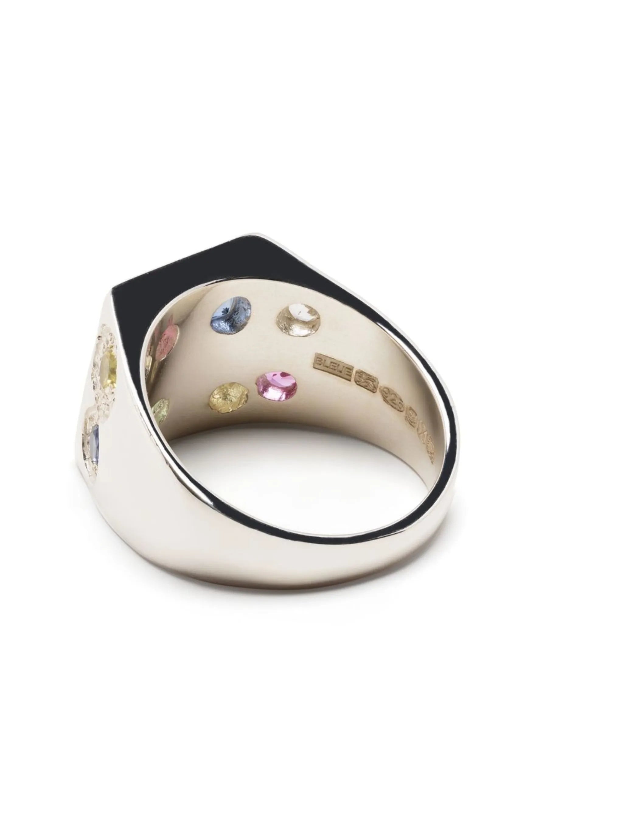 silver sapphire signet ring