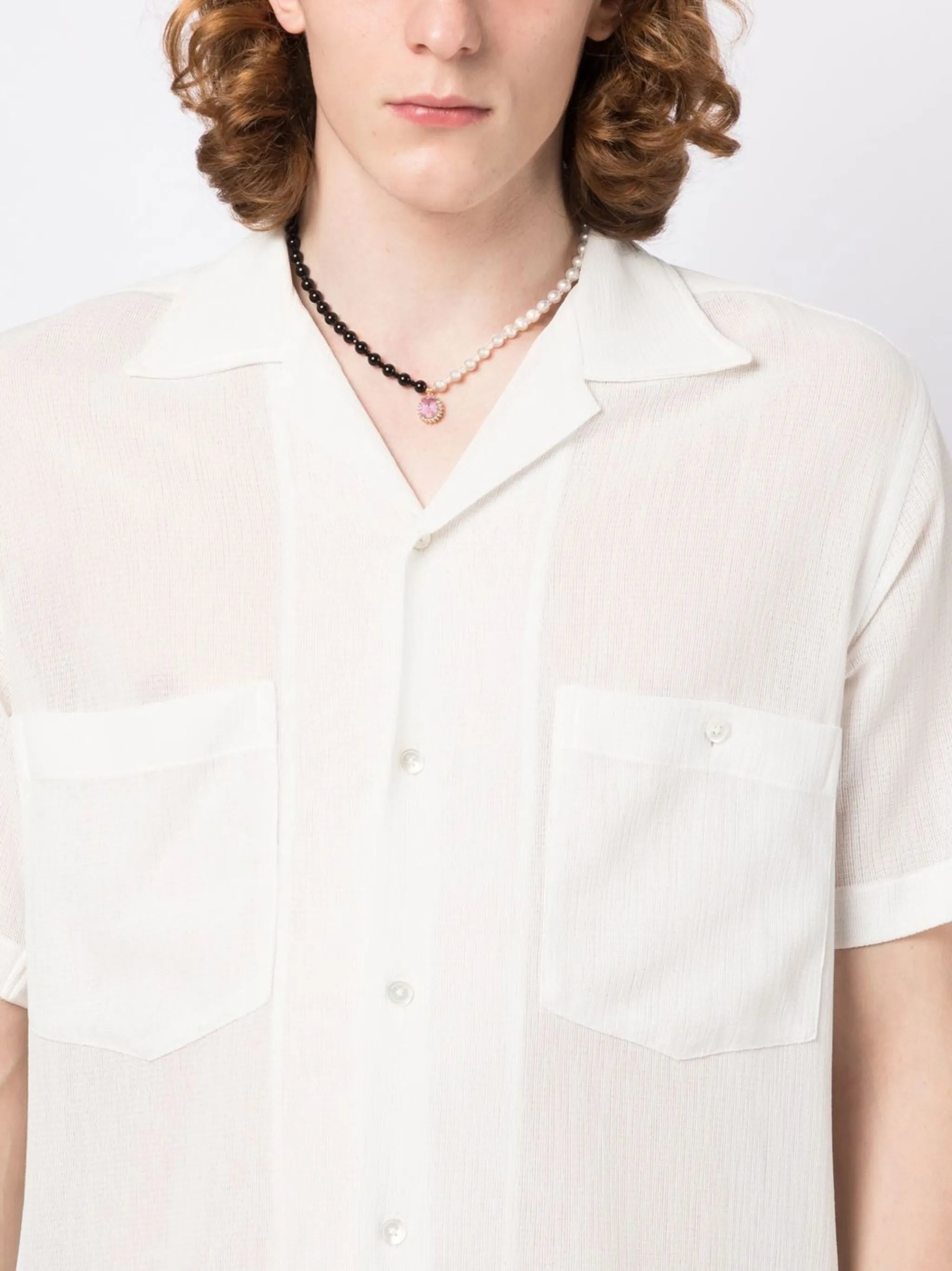 crystal-pendant pearl necklace