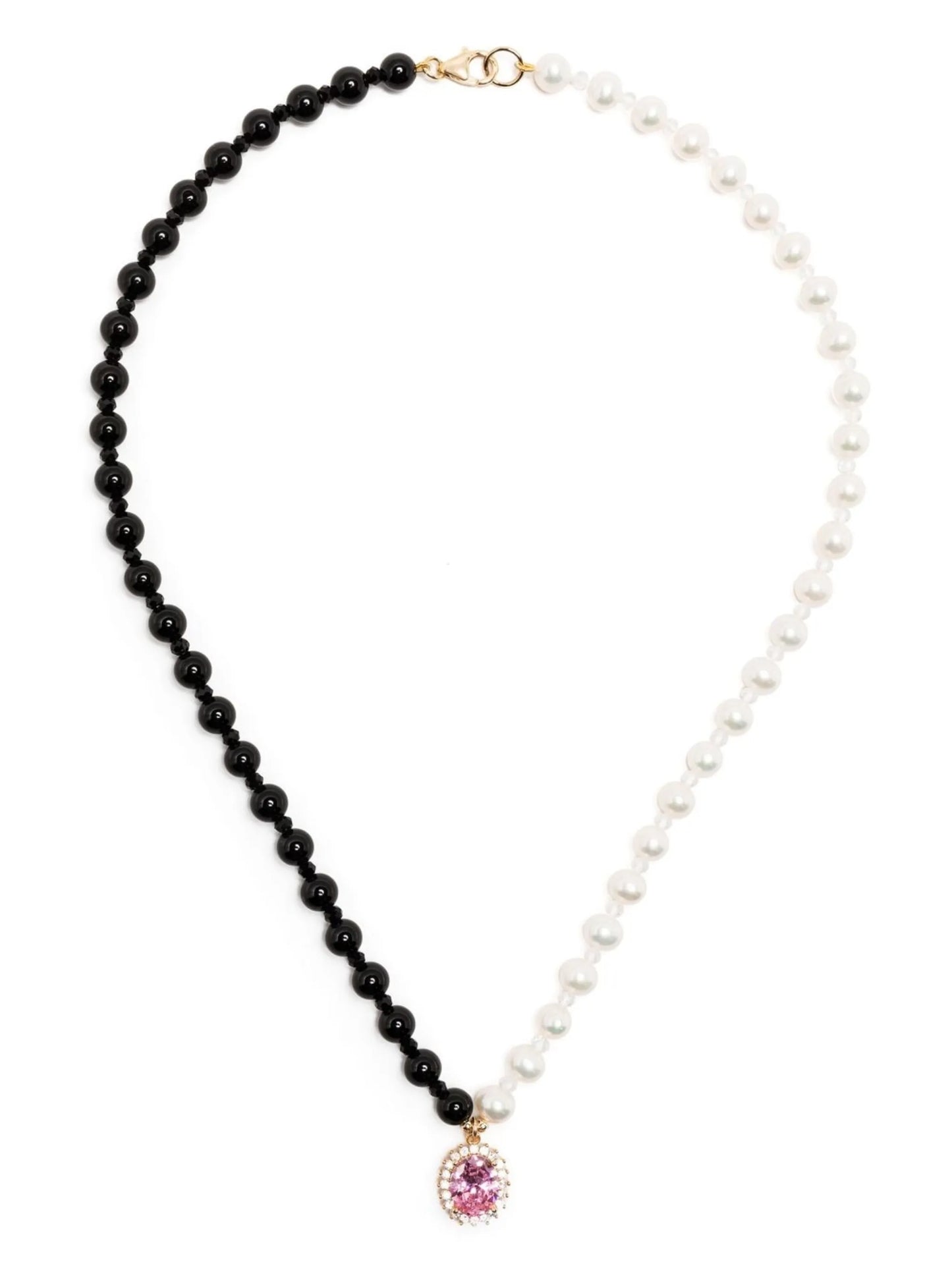 crystal-pendant pearl necklace