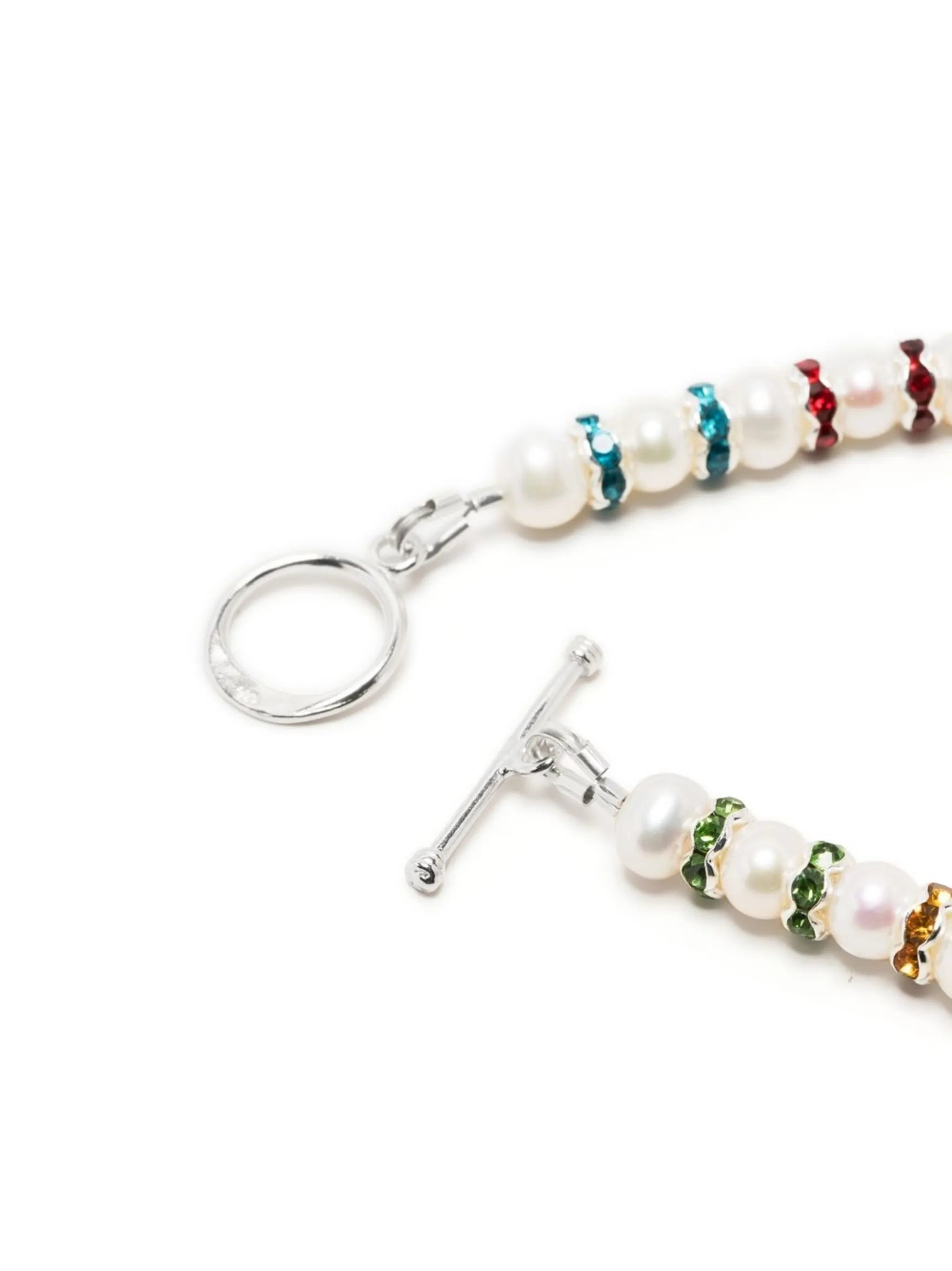 pearl rhinestone spacer bead bracelet