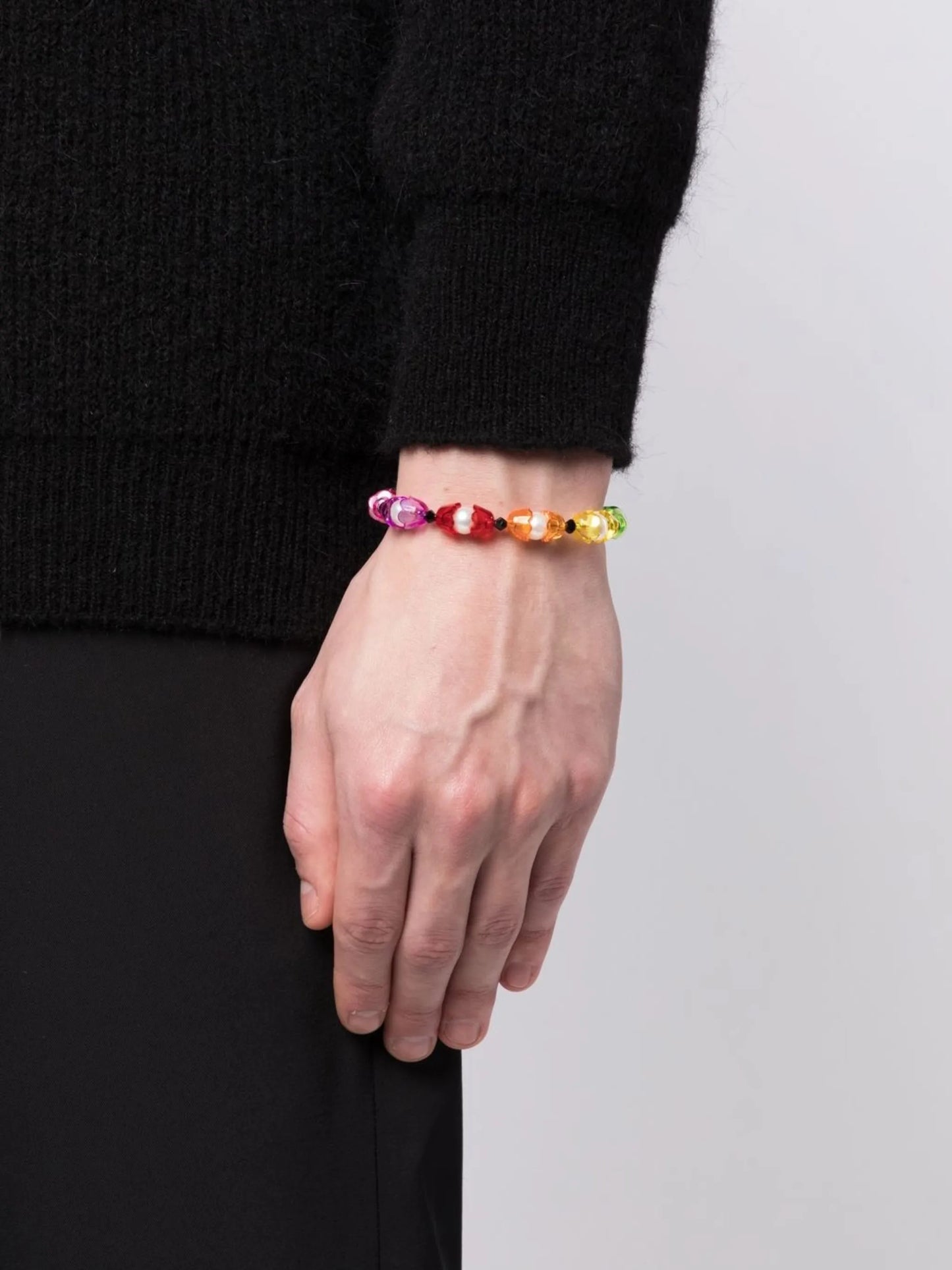 floral-motif bead-embellished bracelet