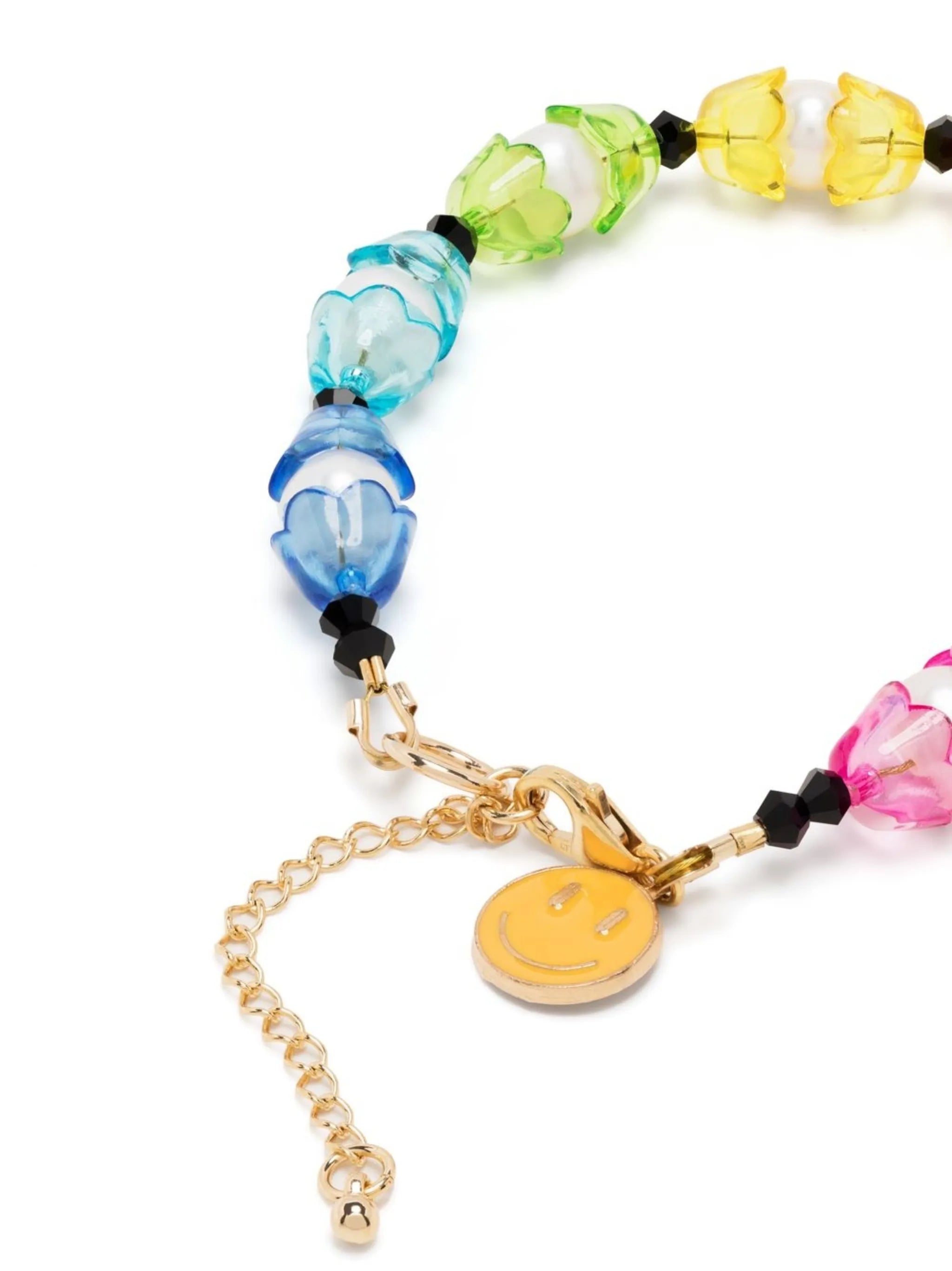 floral-motif bead-embellished bracelet