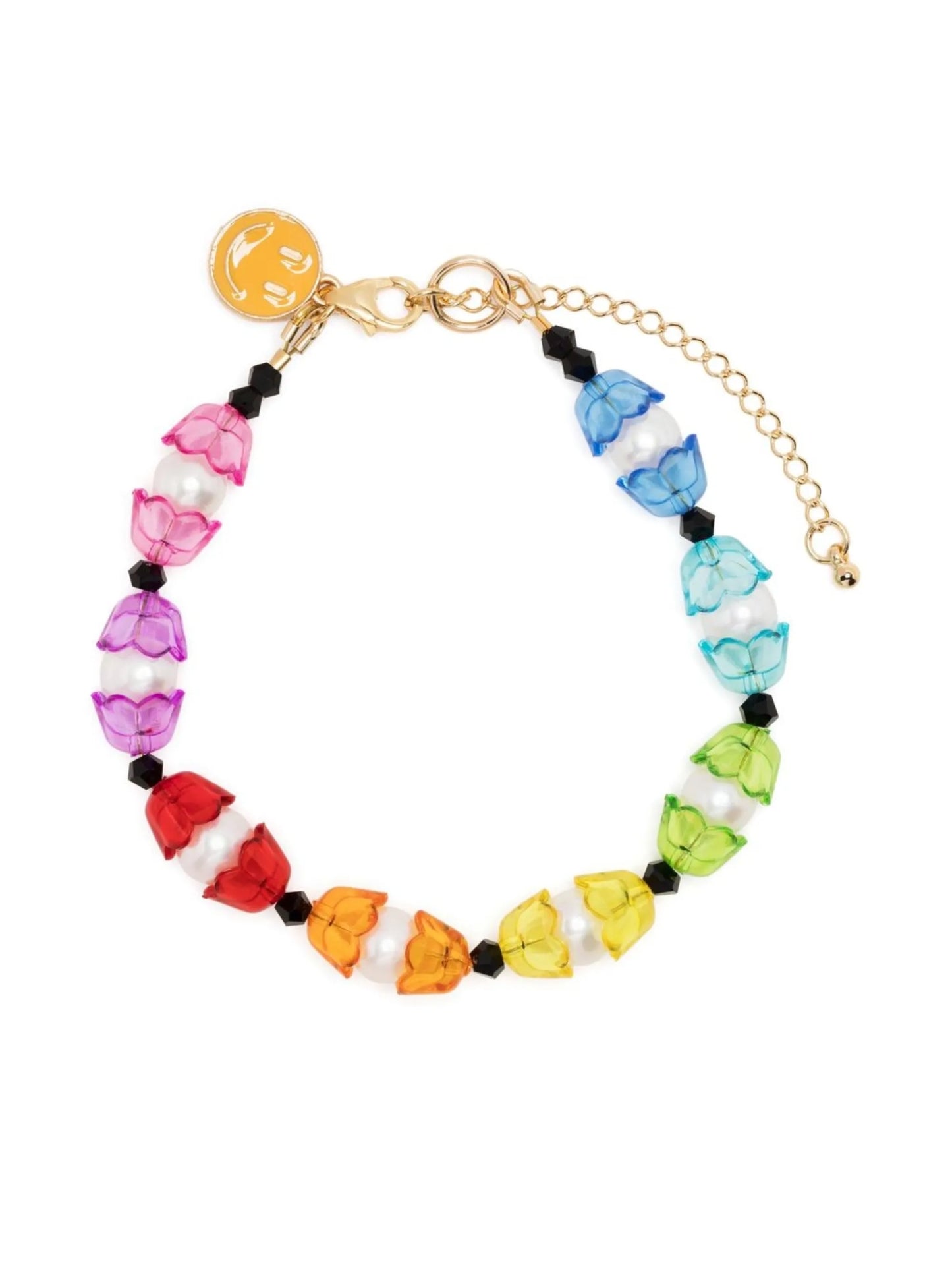 floral-motif bead-embellished bracelet
