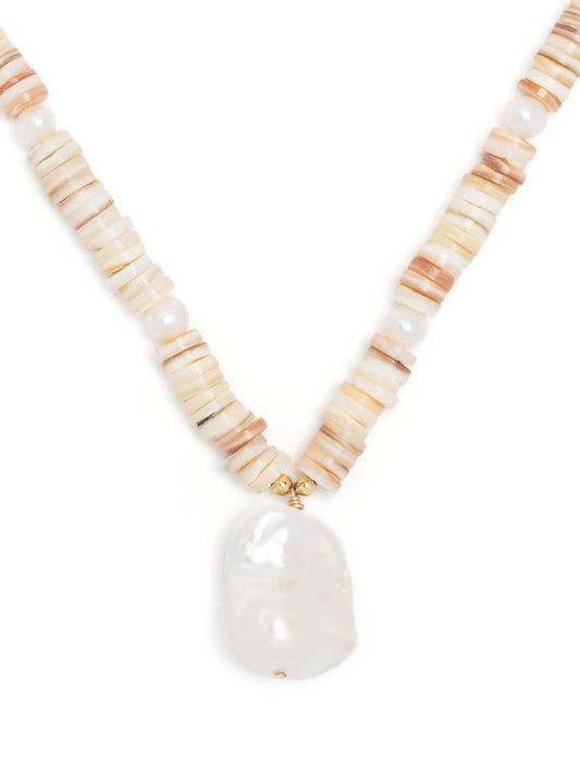 shell bead pearl pendant necklace