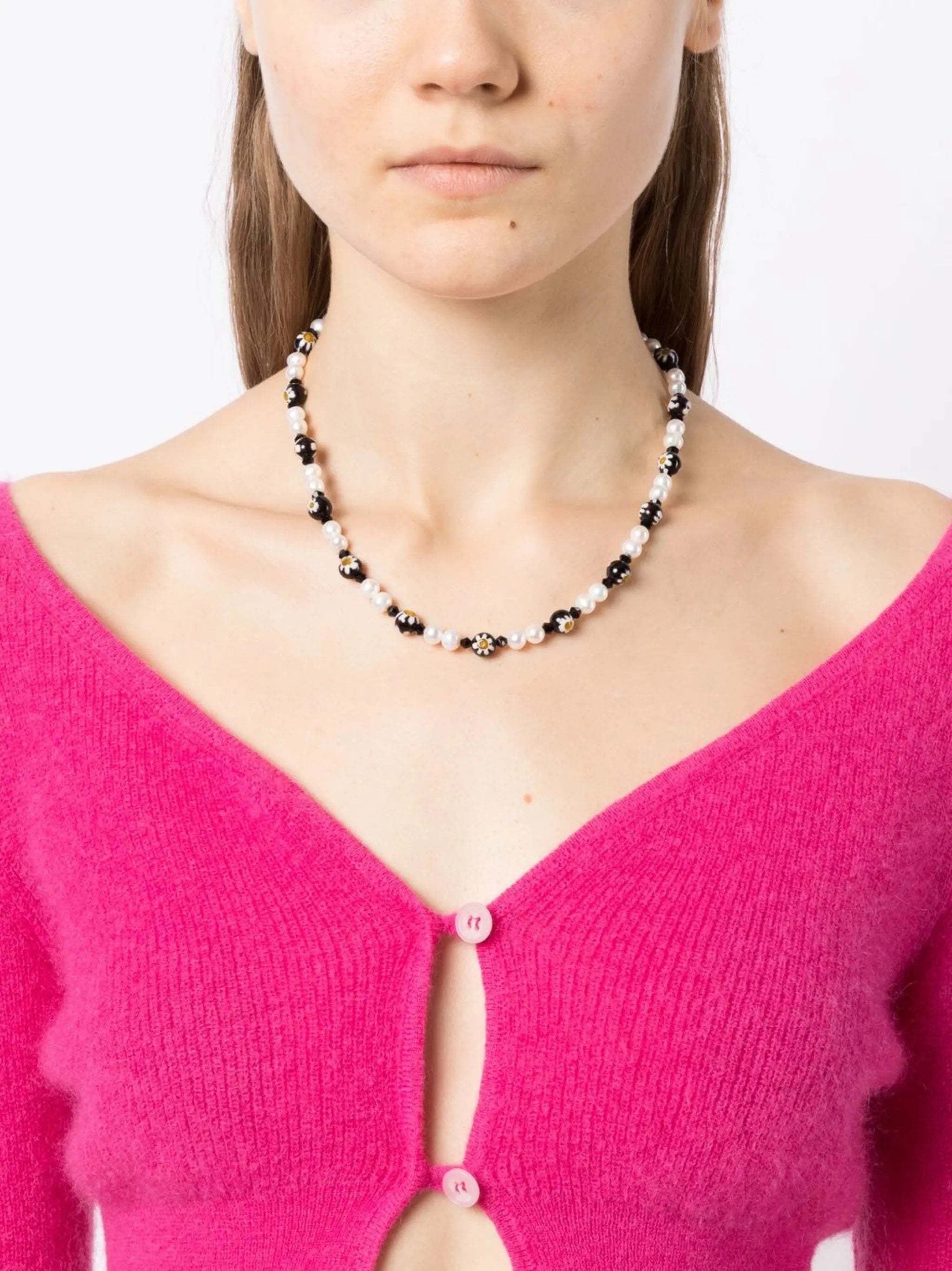daisy bead pearl necklace