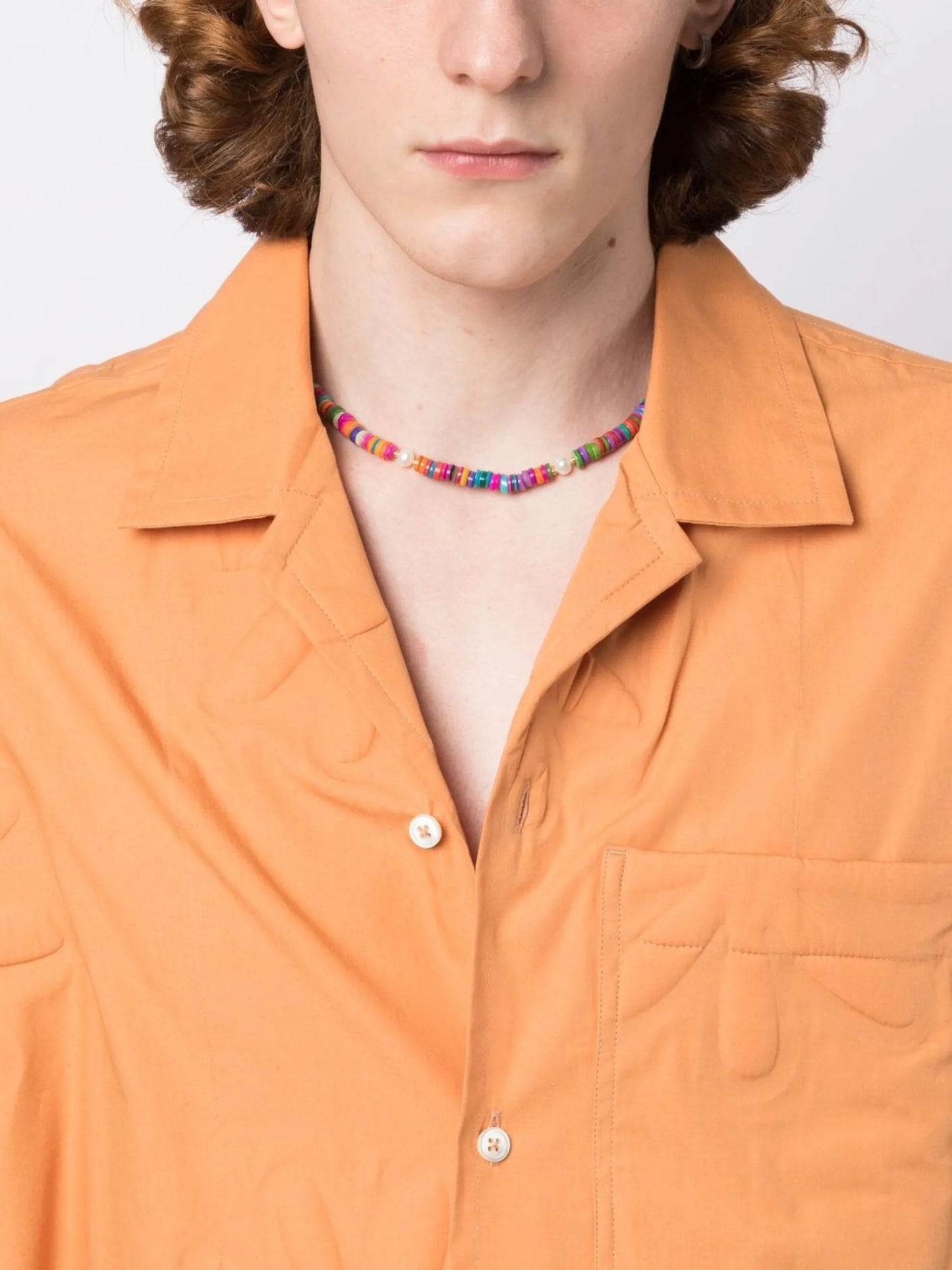 rainbow shell pearl bead necklace