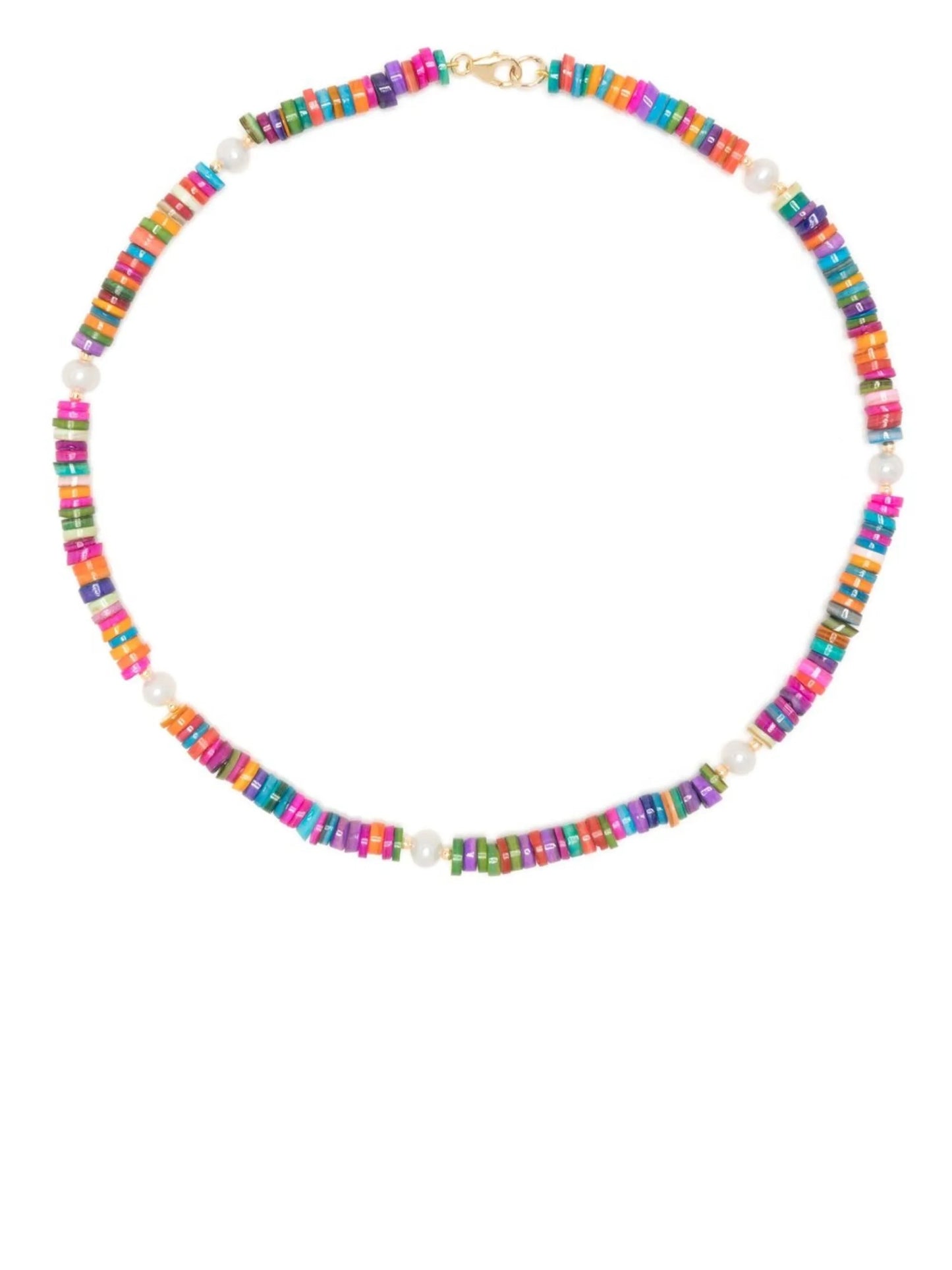 rainbow shell pearl bead necklace