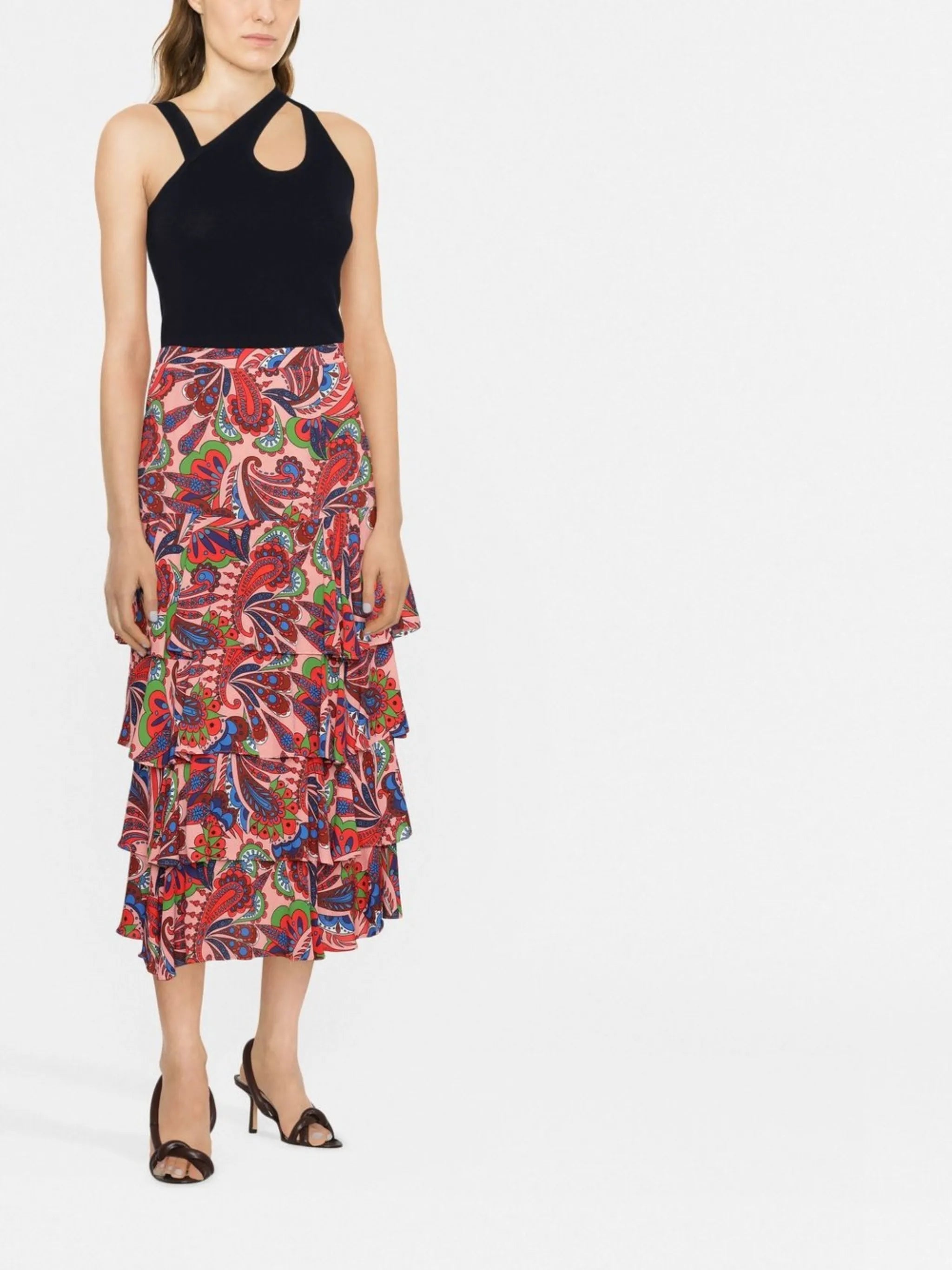 Livi ruffle midi skirt