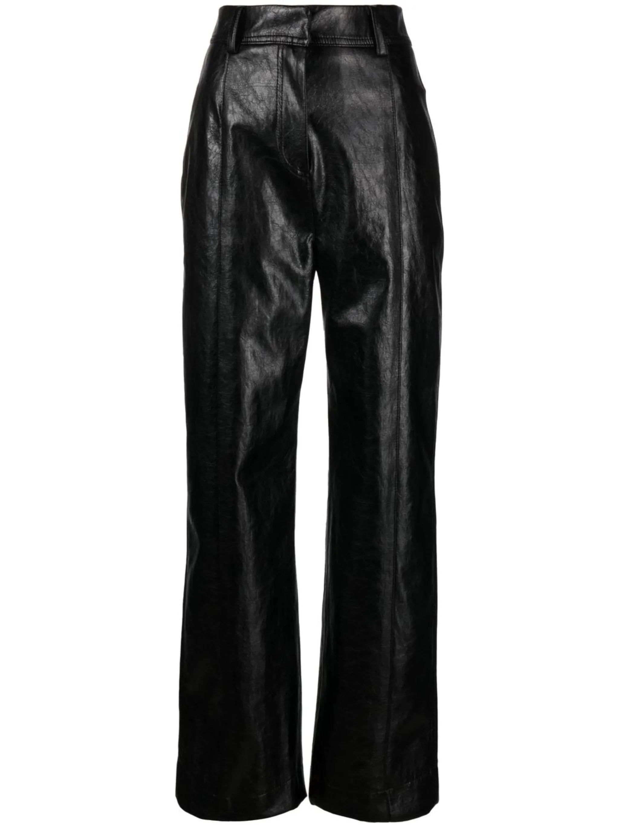 wide-leg faux leather trousers