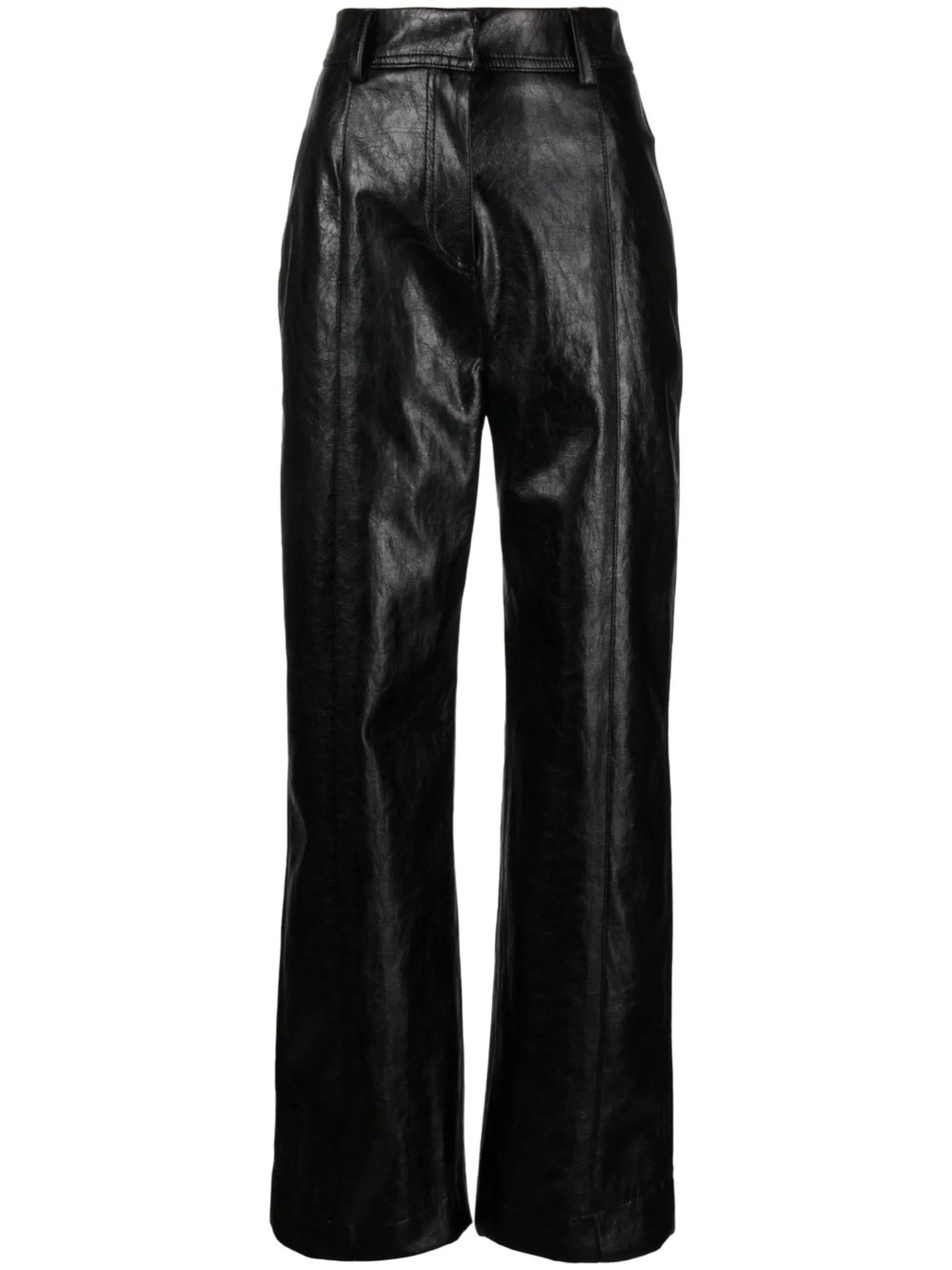wide-leg faux leather trousers
