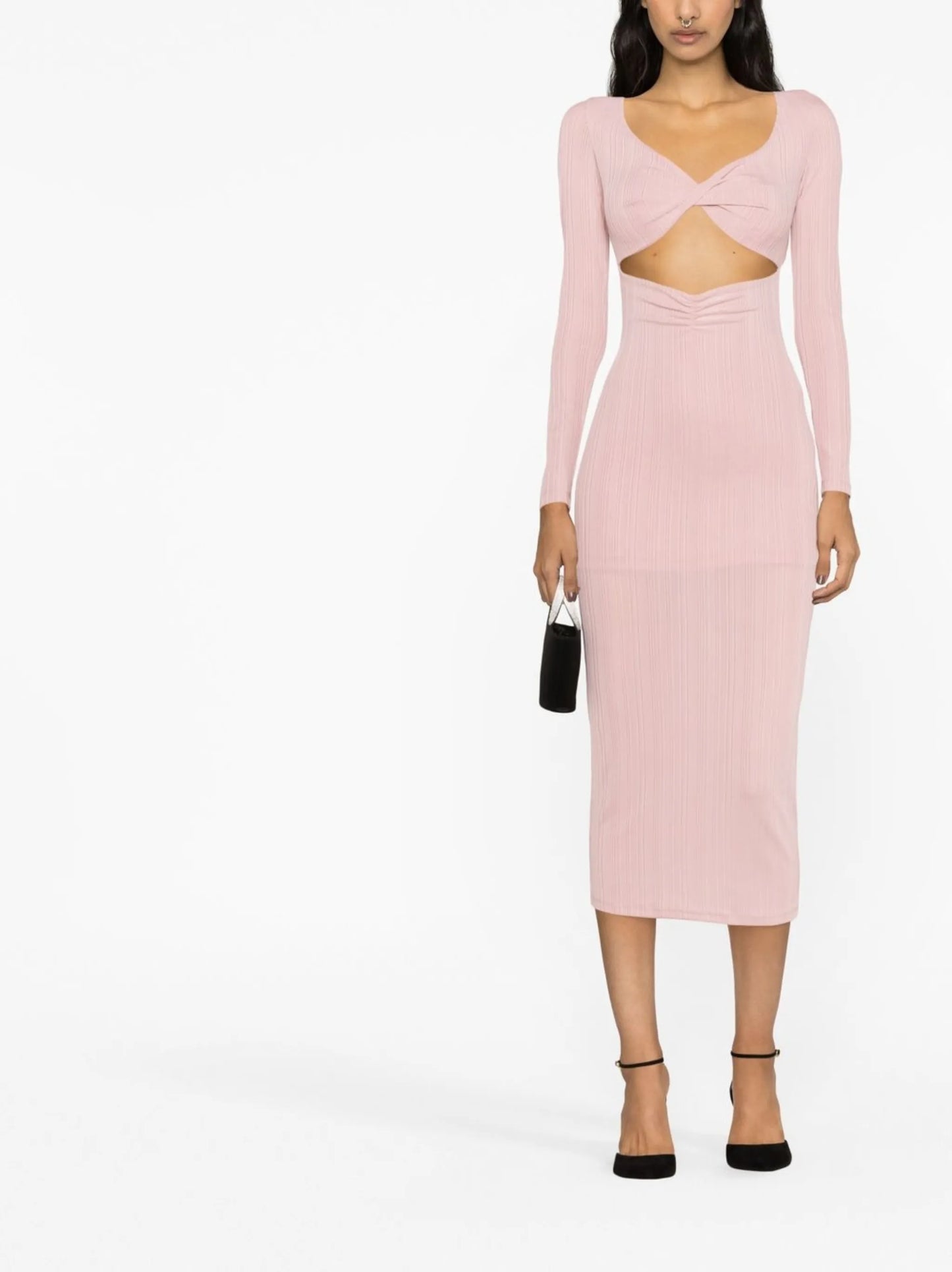 cut-out detail long-sleeve dress