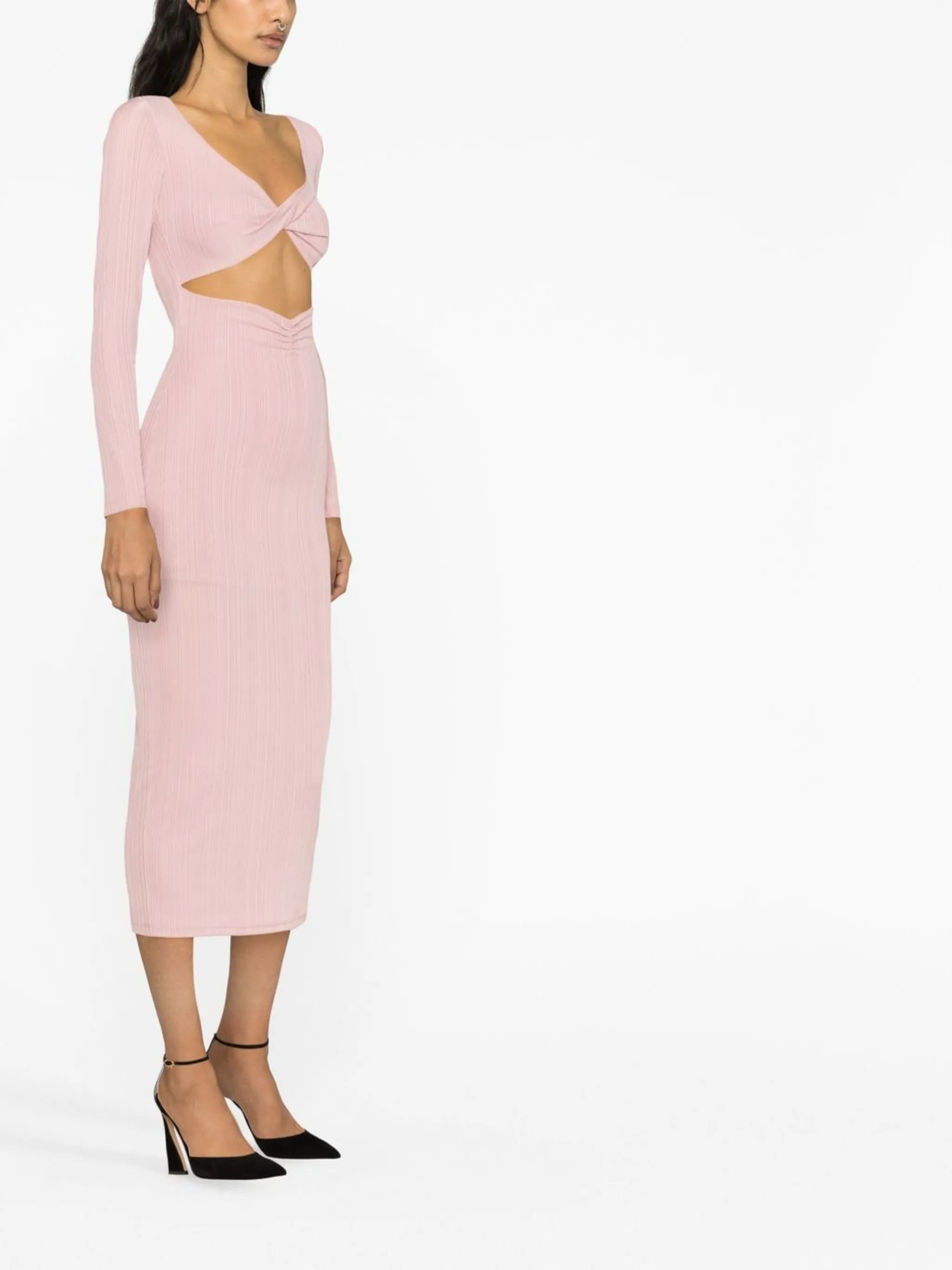 cut-out detail long-sleeve dress