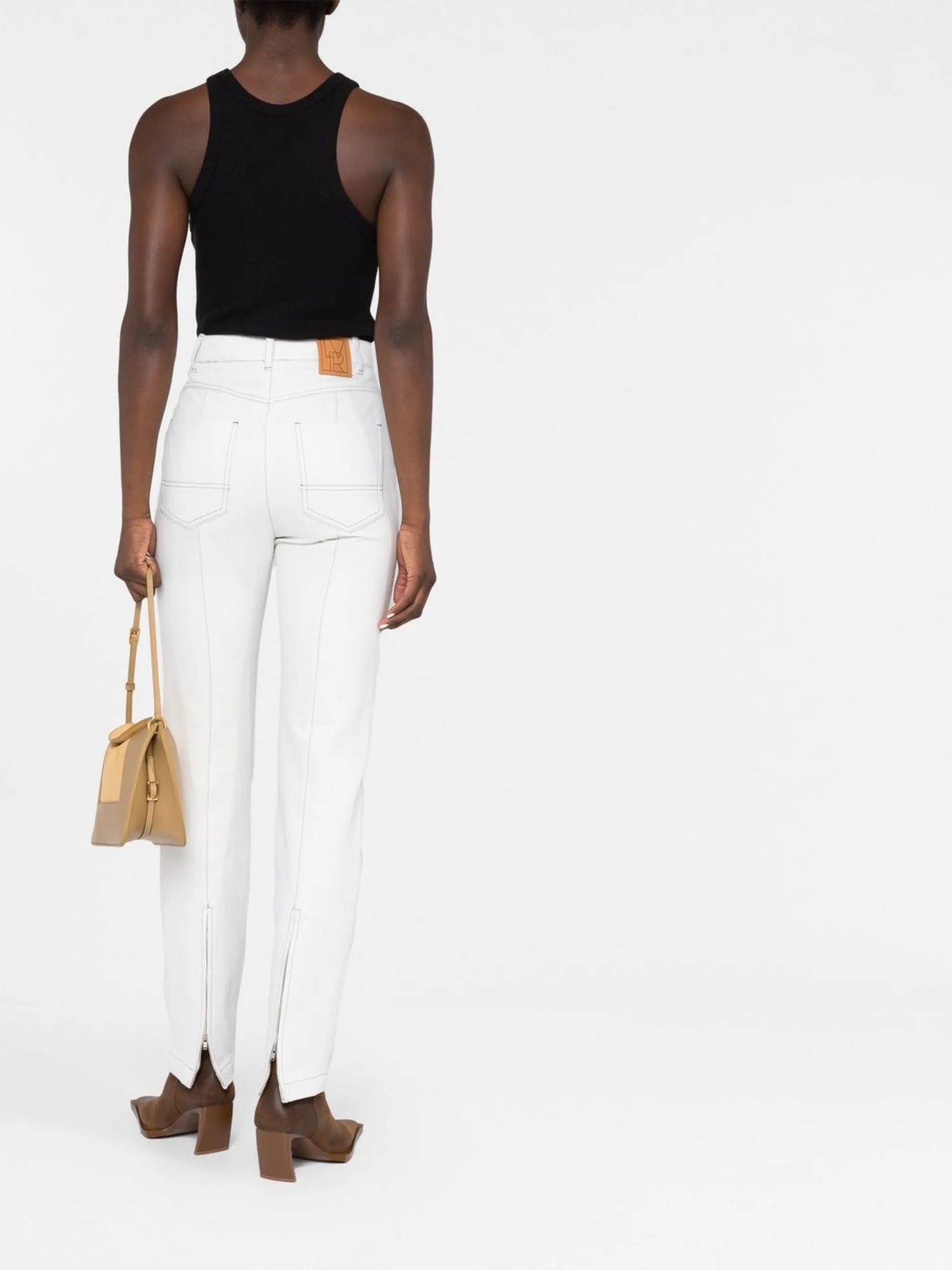 contrast stitch straight-leg jeans
