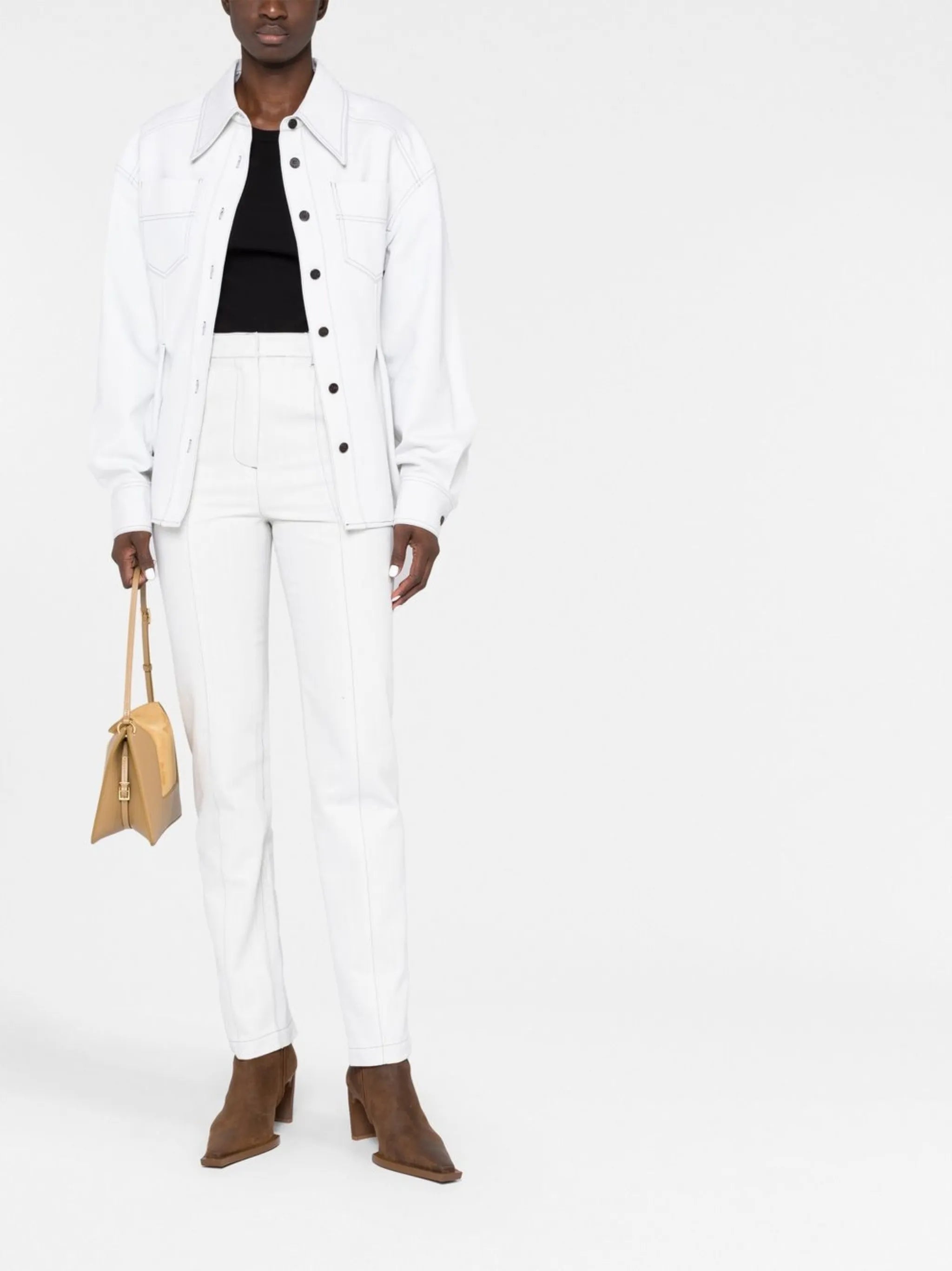 contrast stitch straight-leg jeans