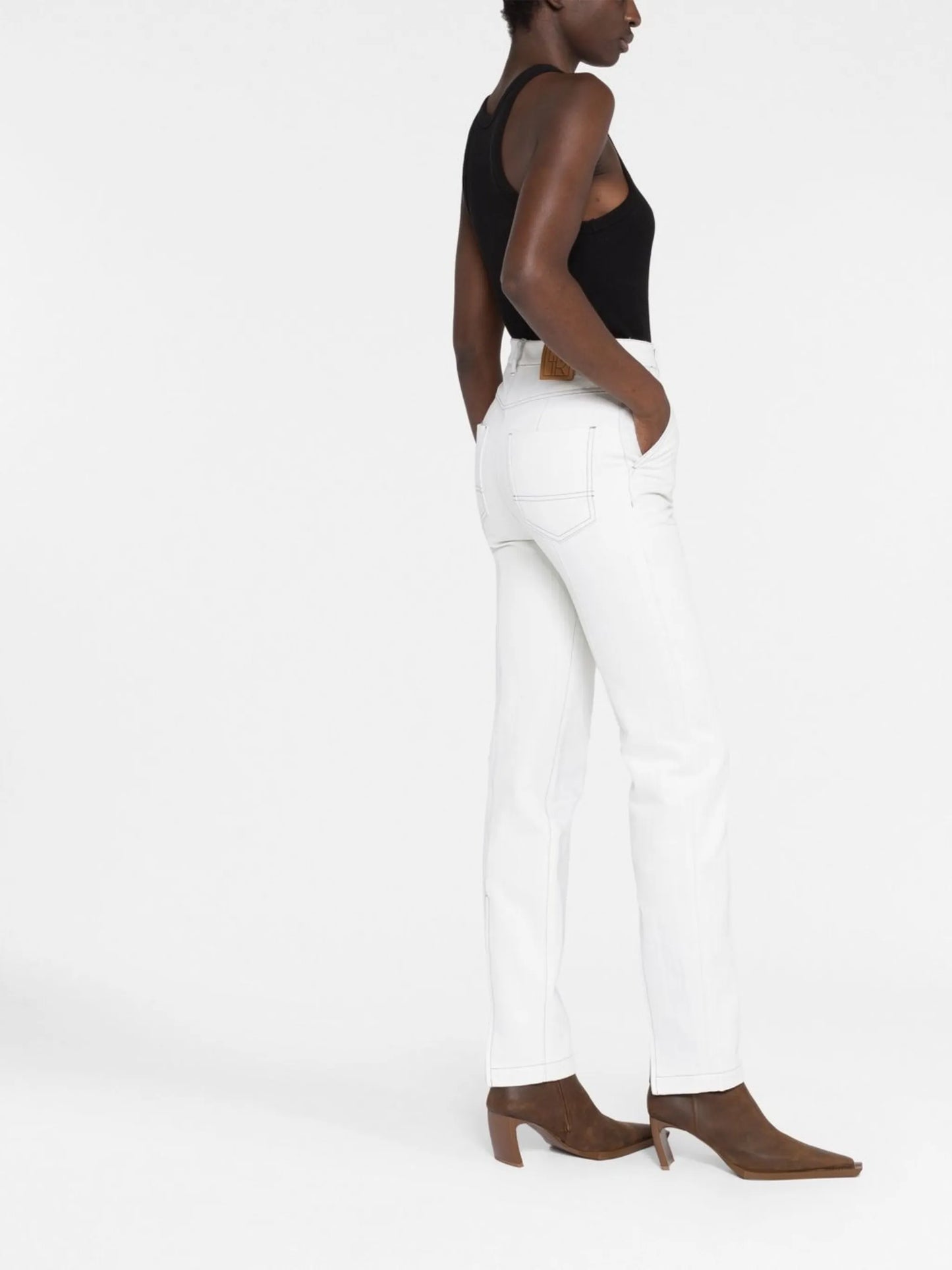contrast stitch straight-leg jeans