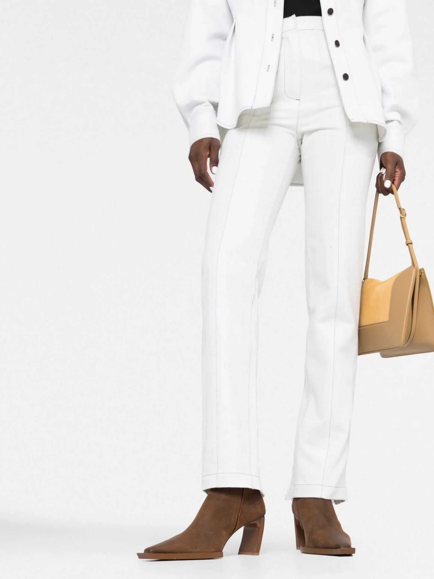 contrast stitch straight-leg jeans