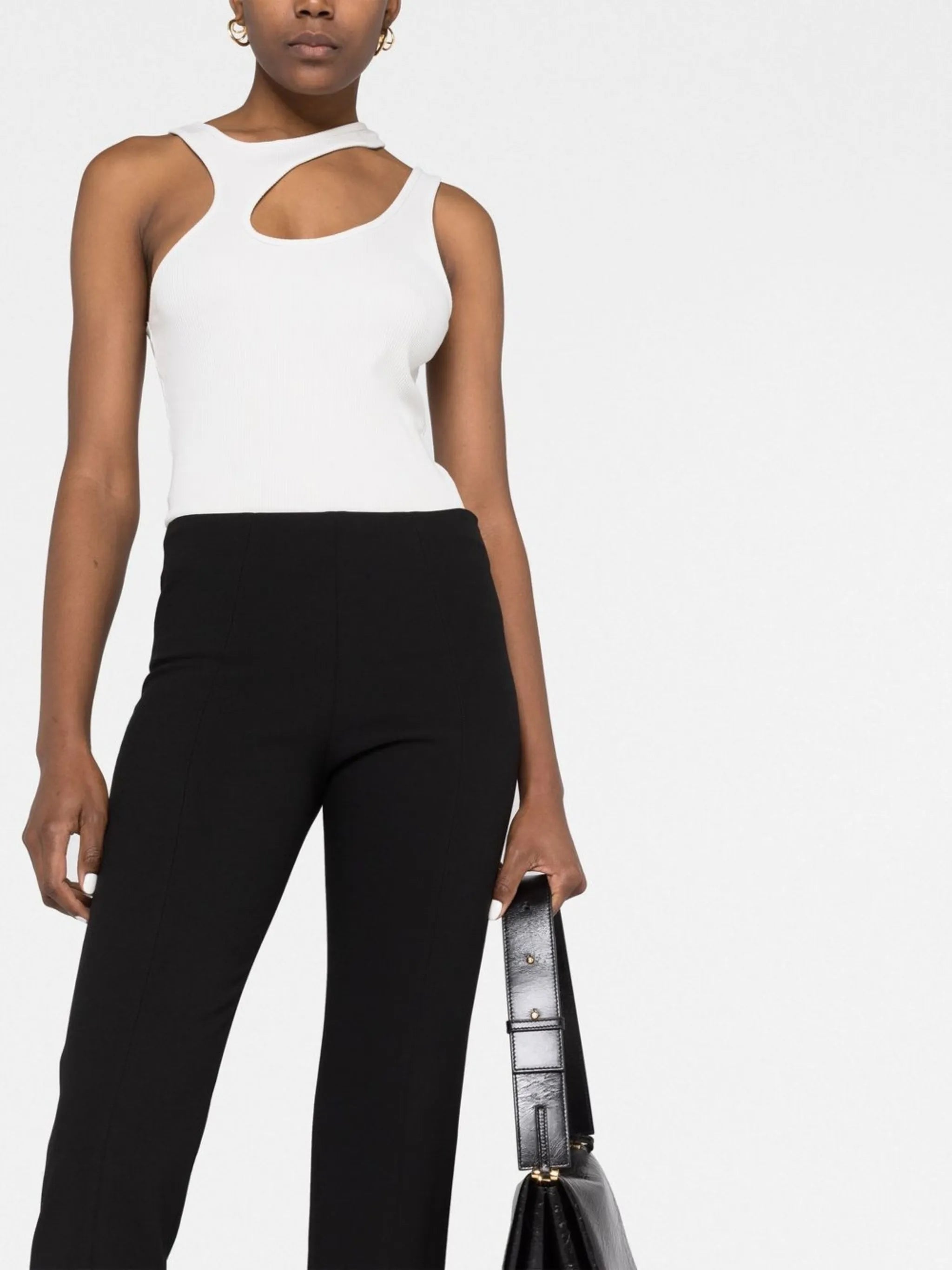 Black Stretch Slit Slim Fit Pants