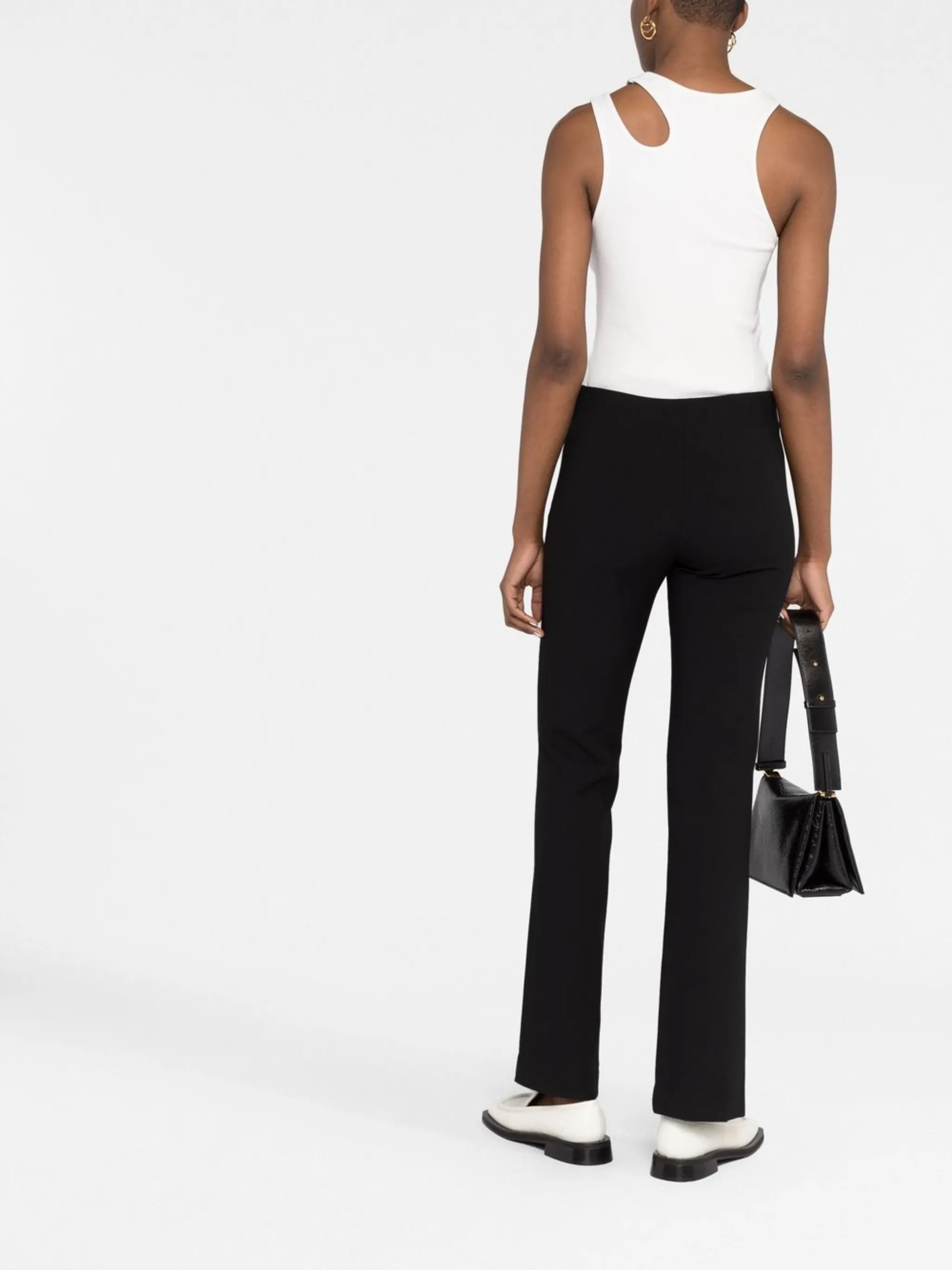 Black Stretch Slit Slim Fit Pants