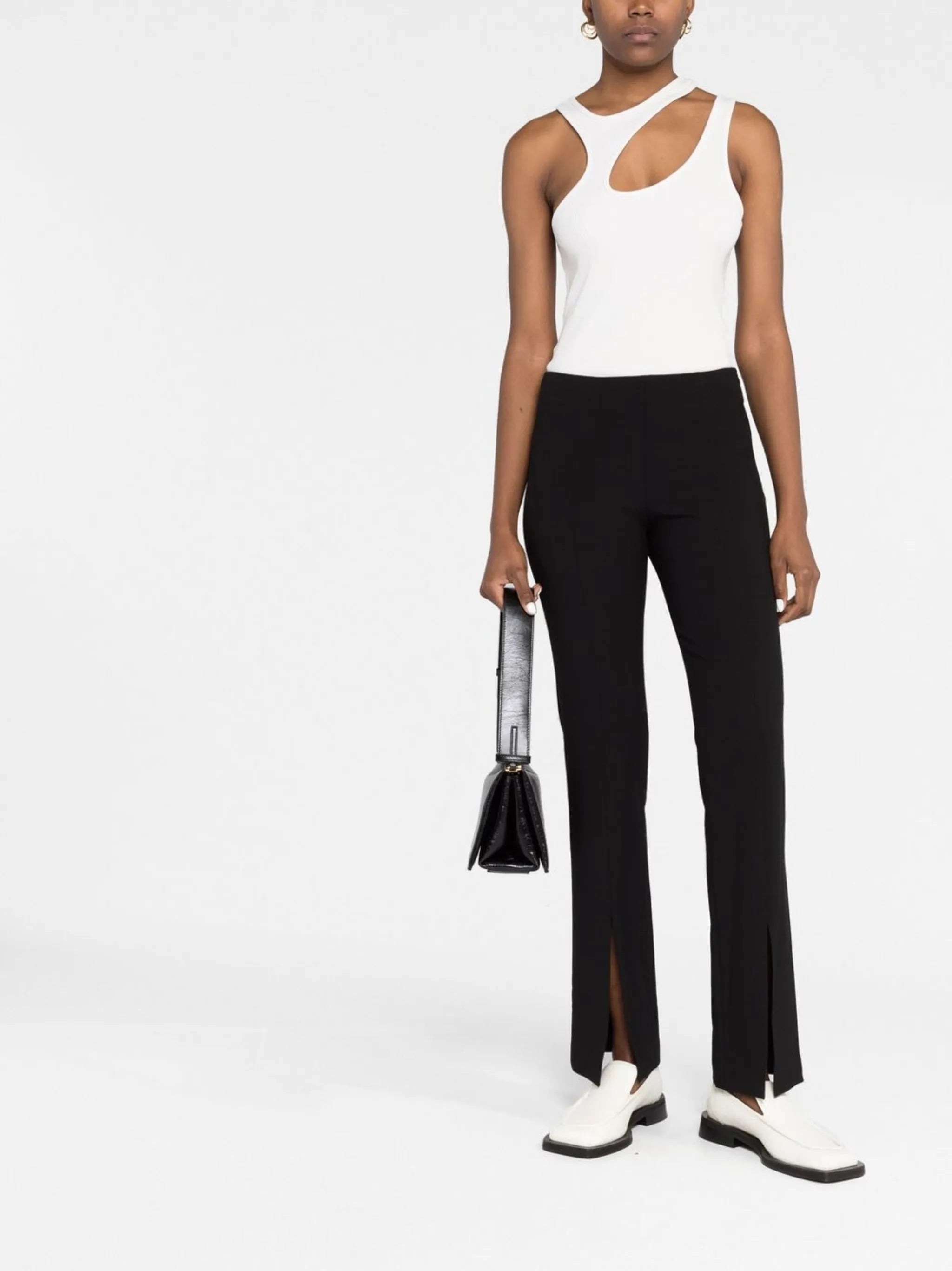 Black Stretch Slit Slim Fit Pants