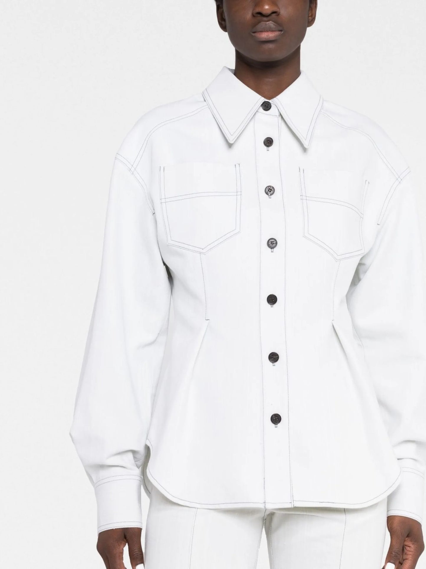 contrast stitch denim shirt