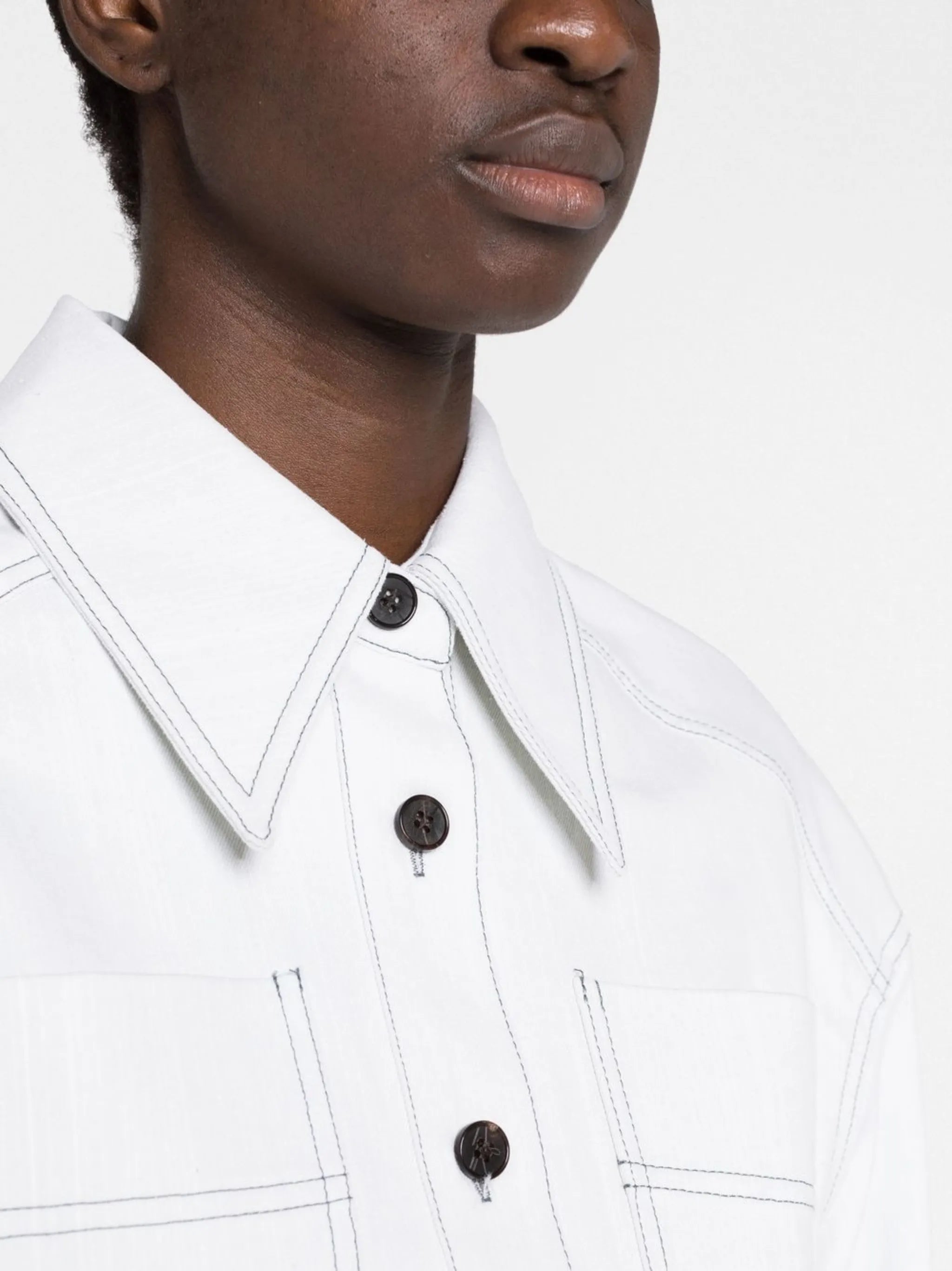 contrast stitch denim shirt