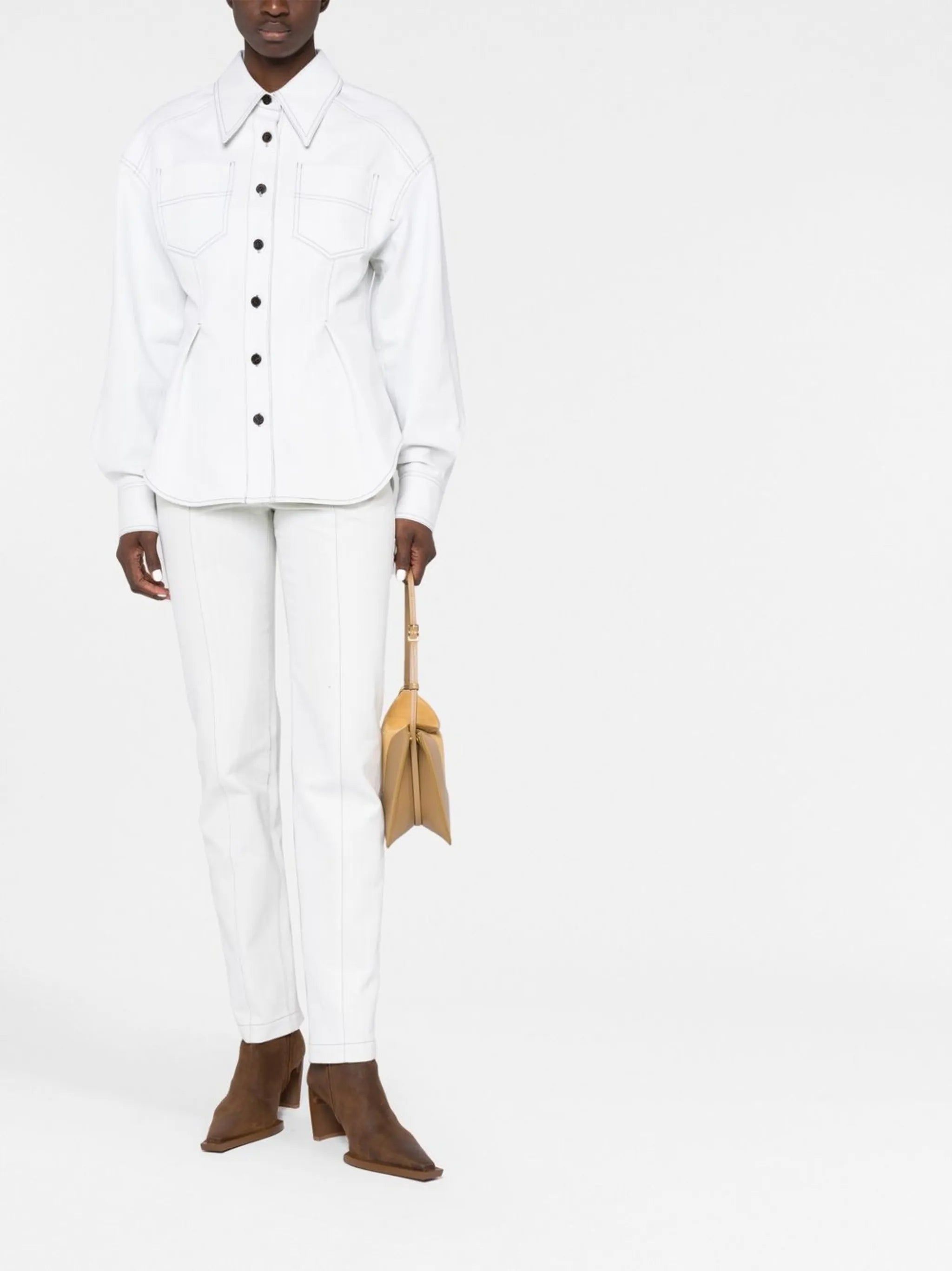 contrast stitch denim shirt