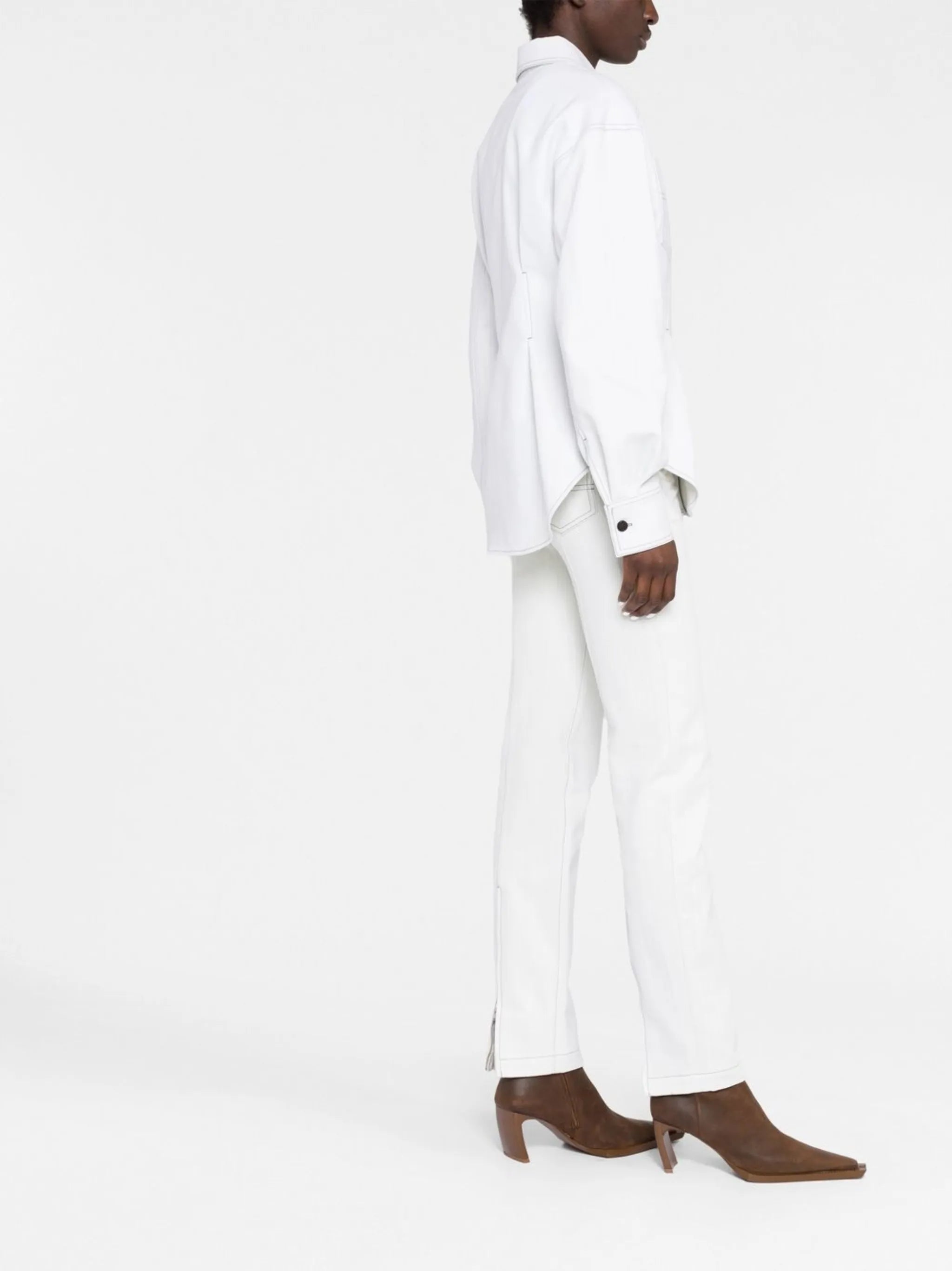 contrast stitch denim shirt