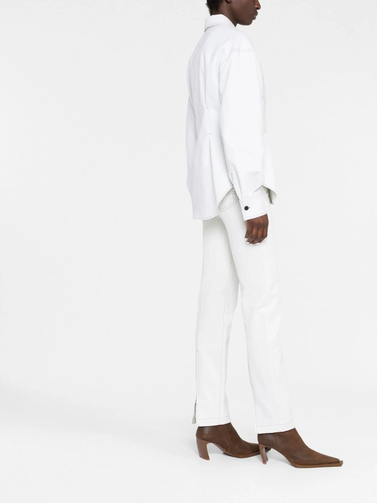 contrast stitch denim shirt