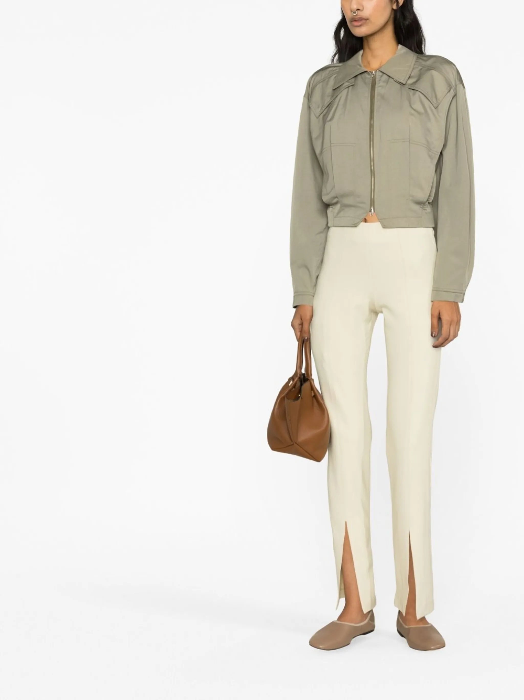 zip fastening cropped jacket