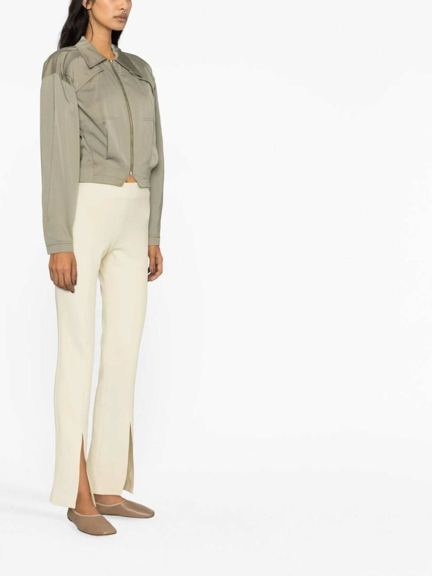 zip fastening cropped jacket