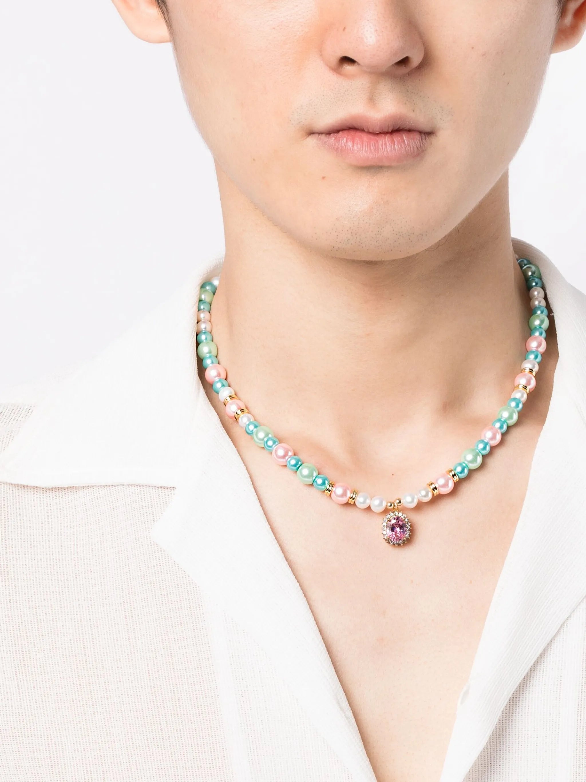 beaded crystal pendant necklace