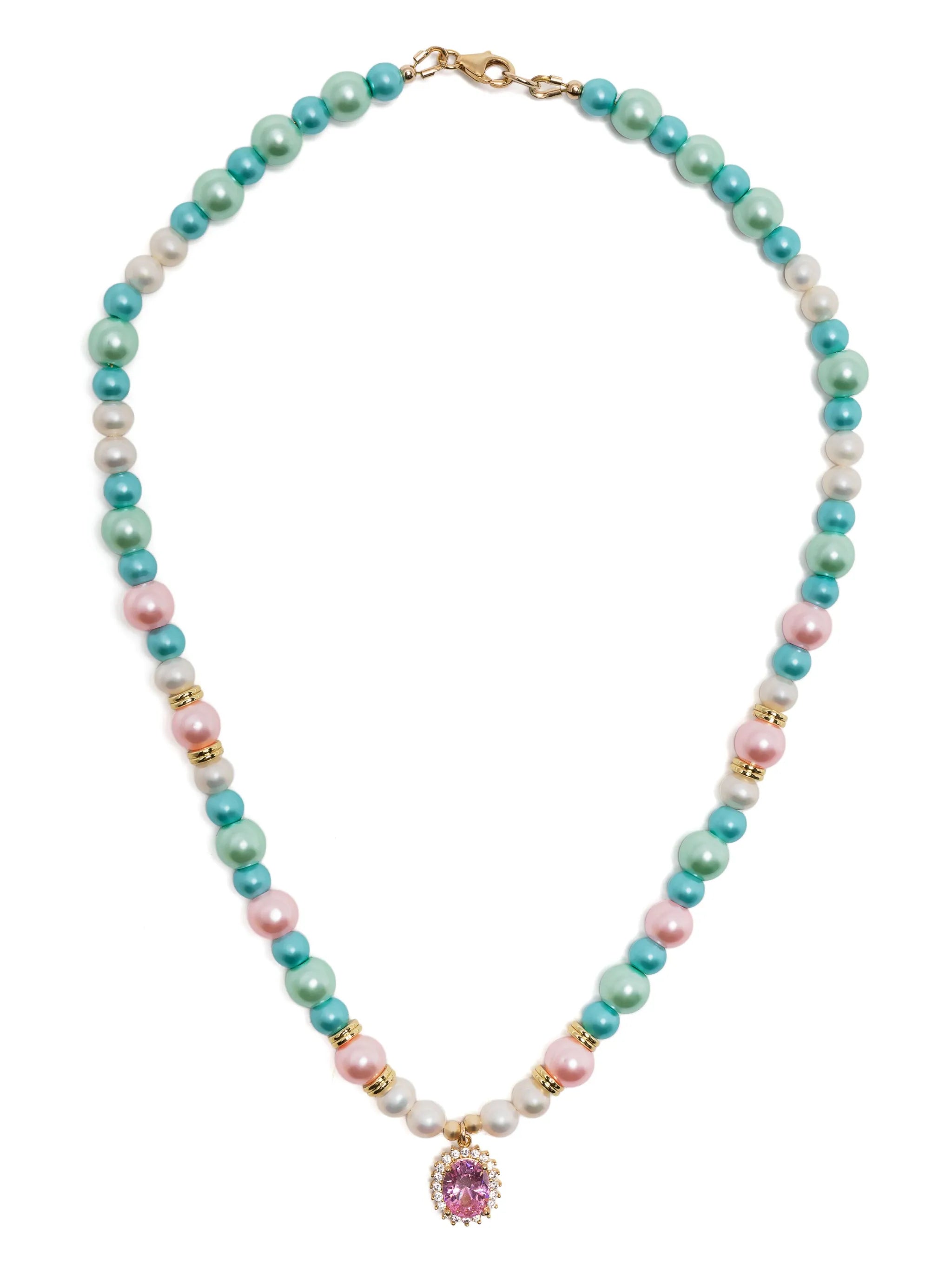 beaded crystal pendant necklace