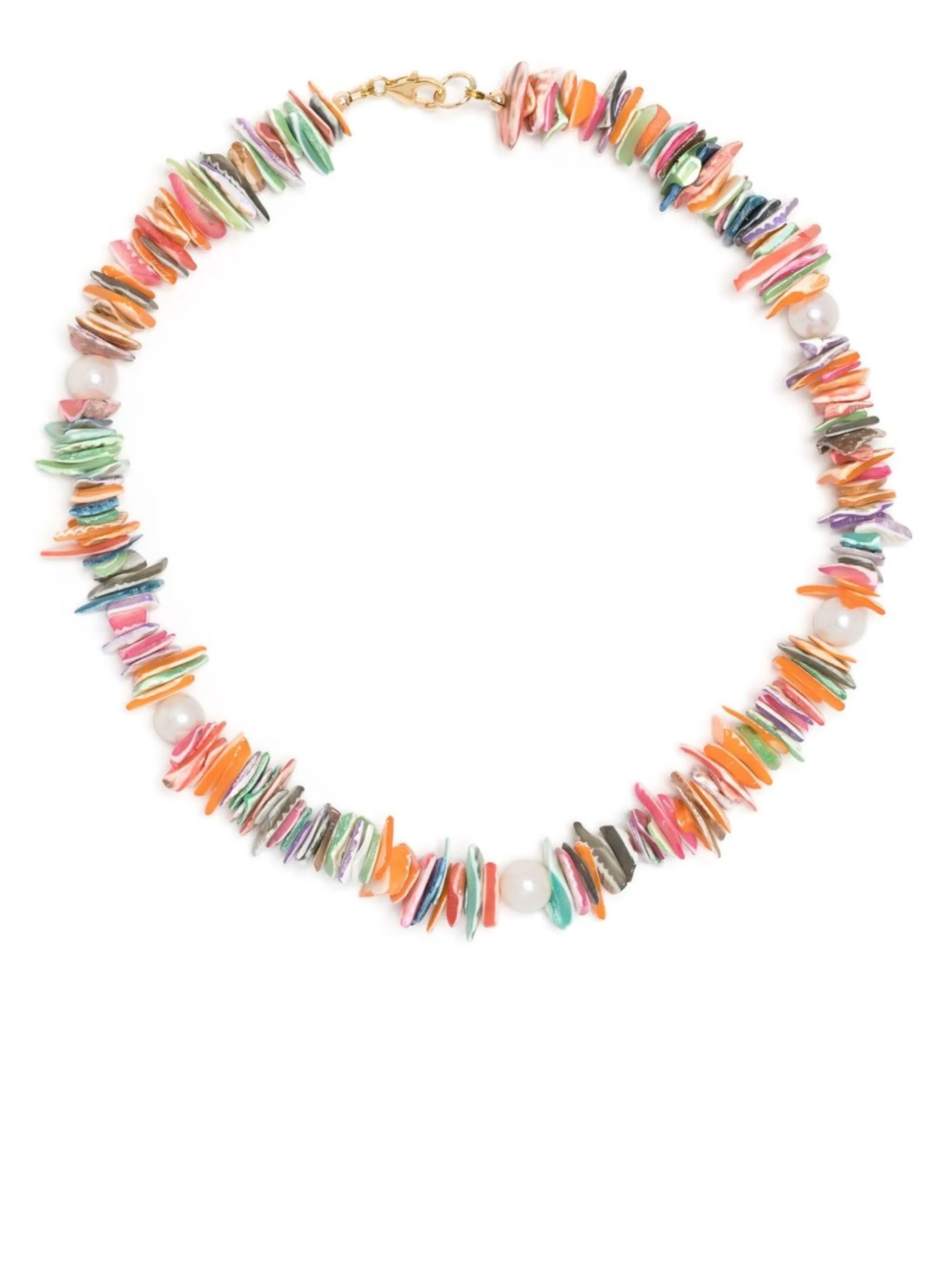 pearl rainbow shell bead necklace