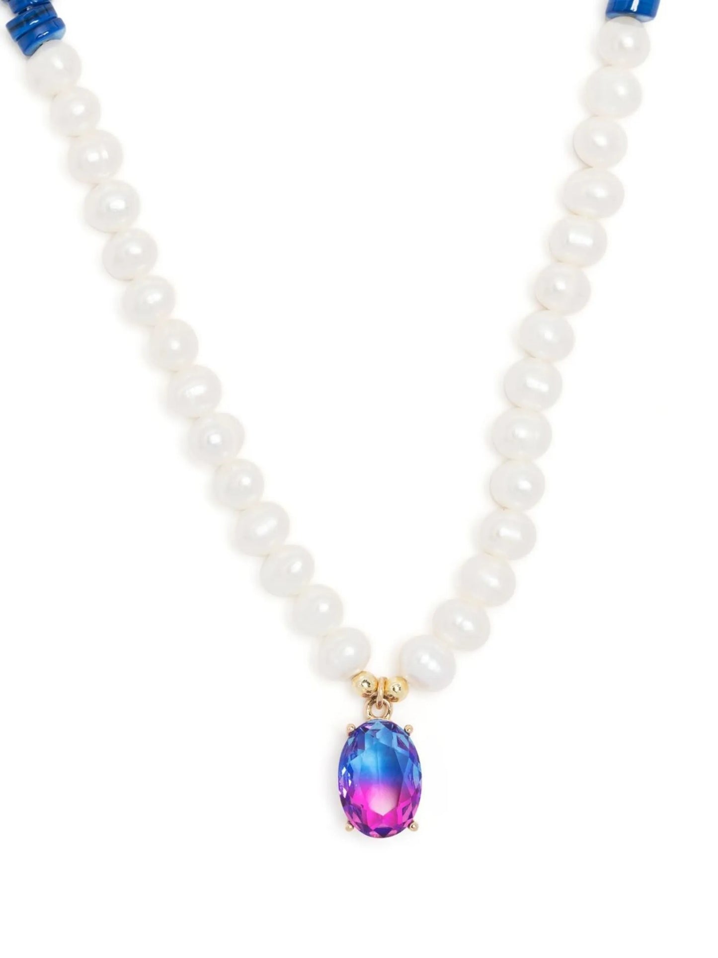 pearl shell bead crystal pendant necklace