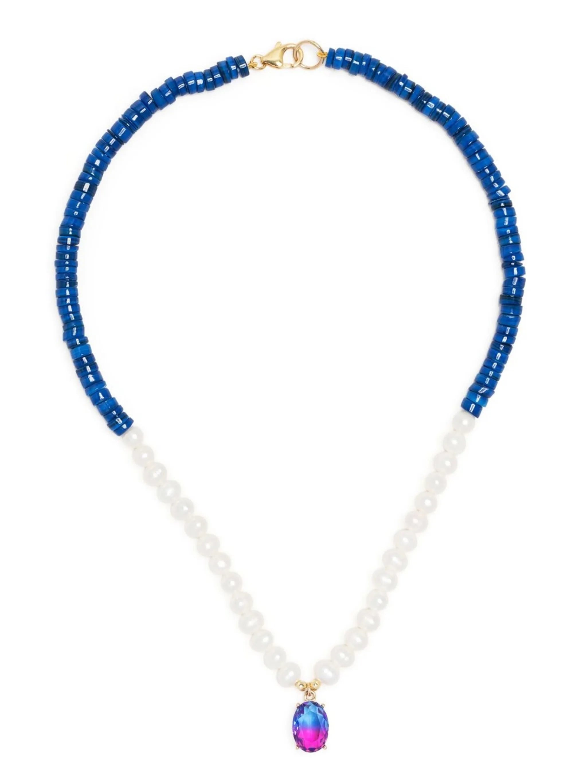 pearl shell bead crystal pendant necklace