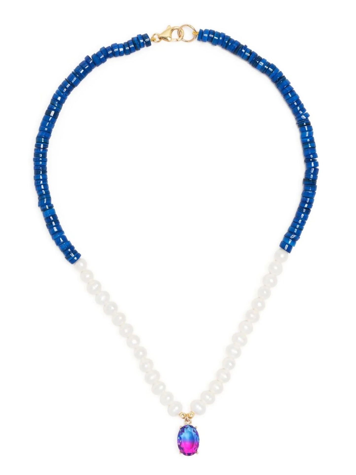 pearl shell bead crystal pendant necklace