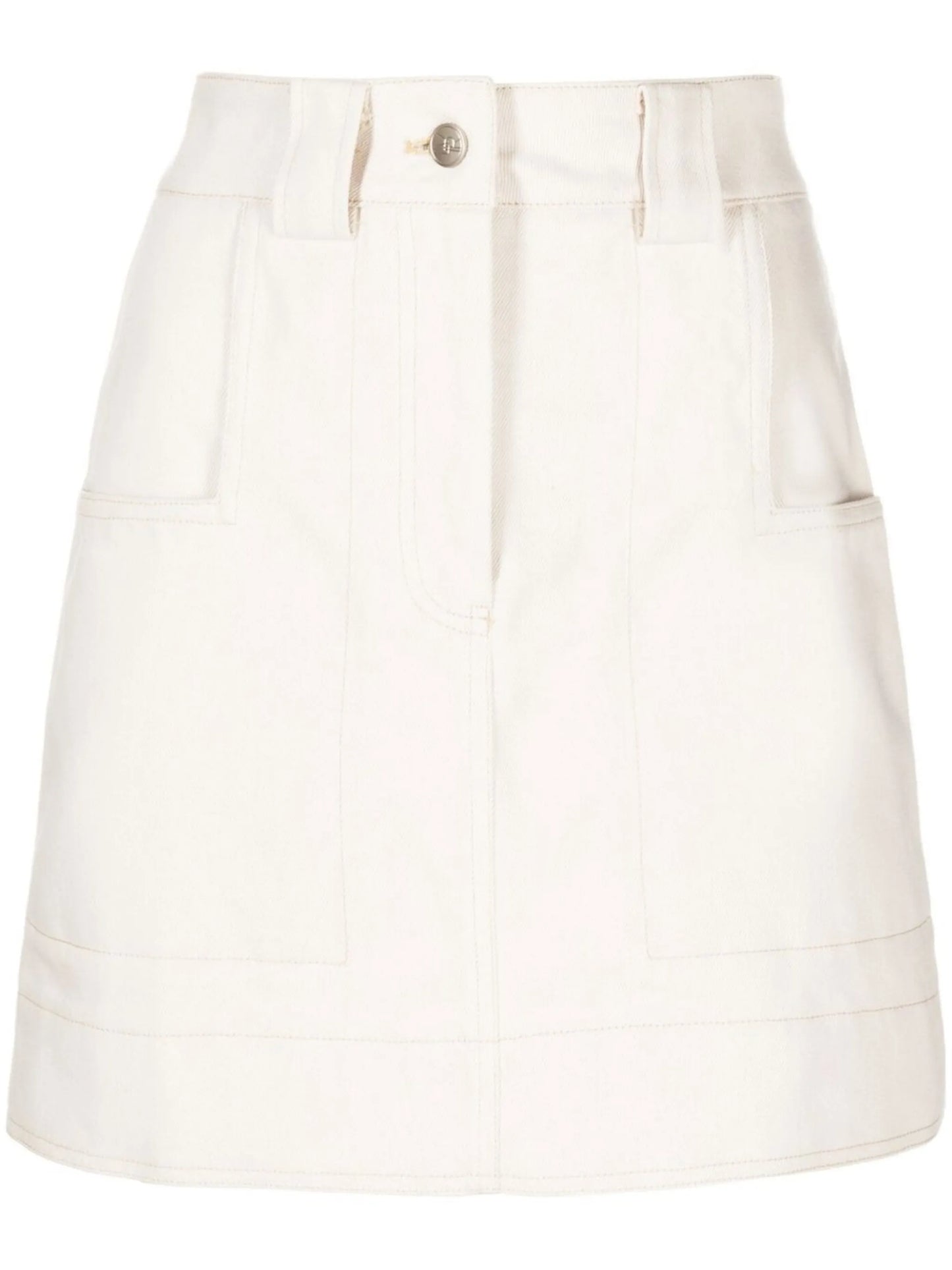 high-waisted denim skirt