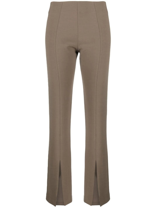 Brown Slit Detail Slim Fit Trousers