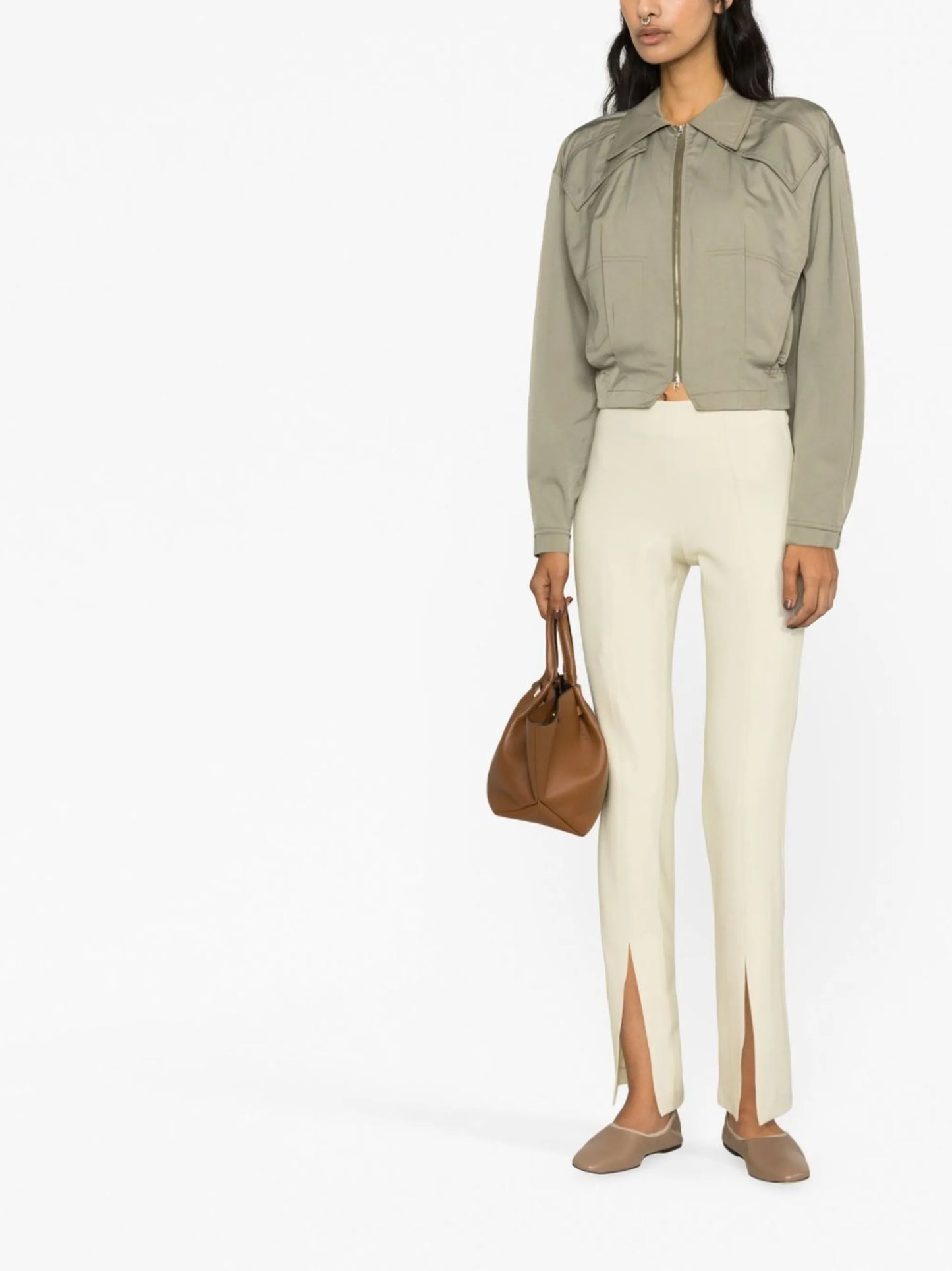Neutral Slit Detail Slim Fit Trousers