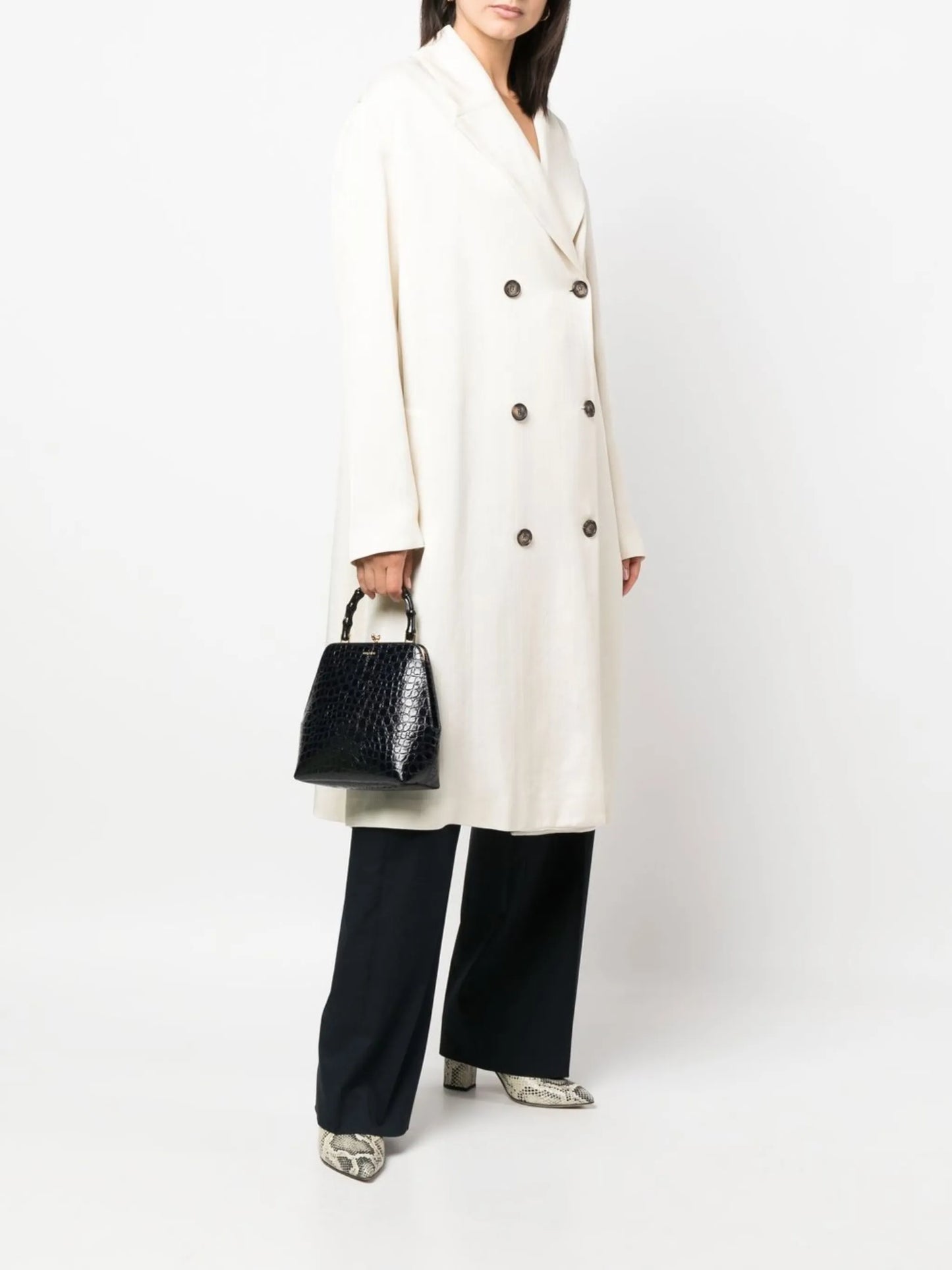 crocodile-effect leather tote bag