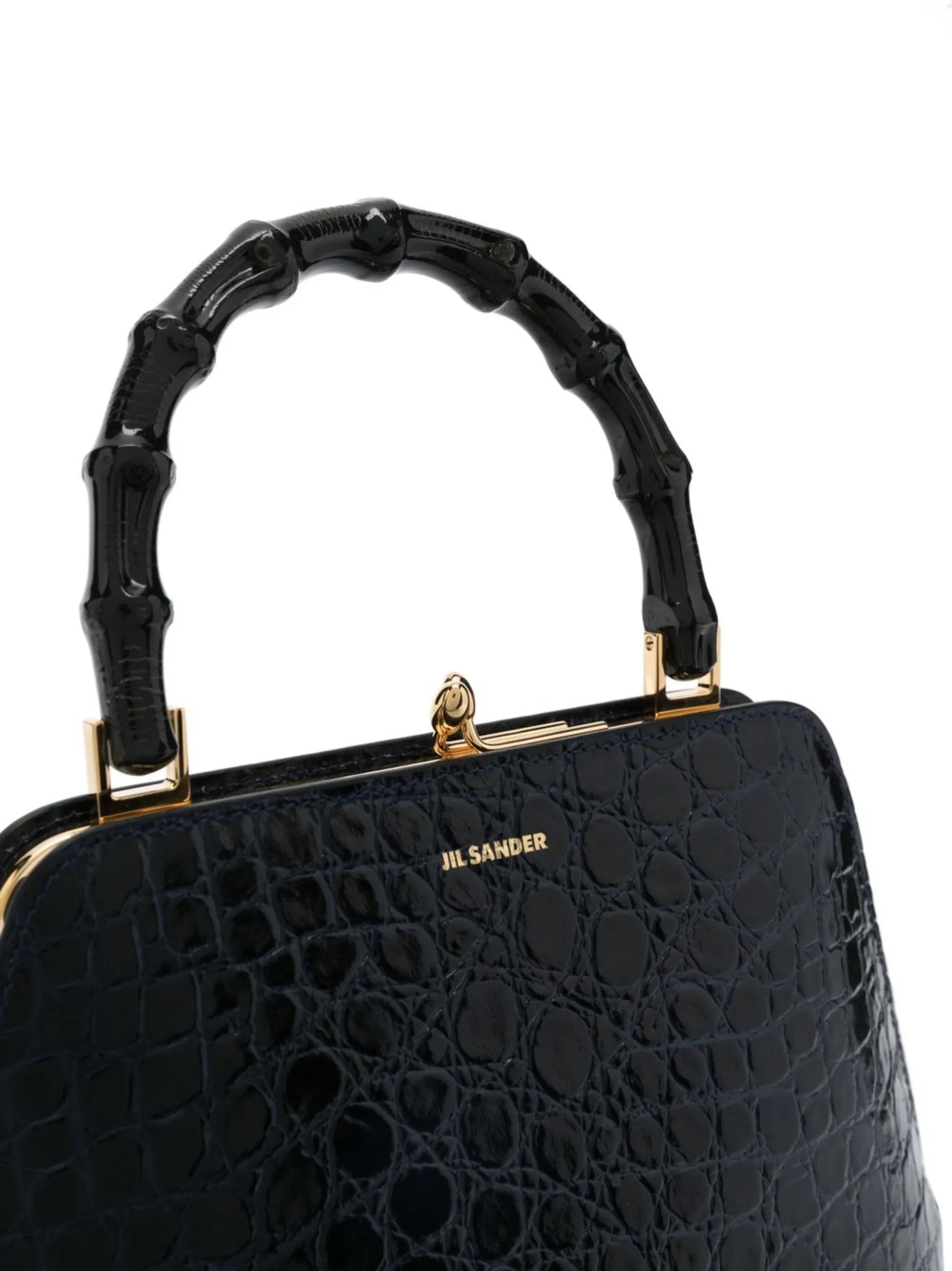 crocodile-effect leather tote bag