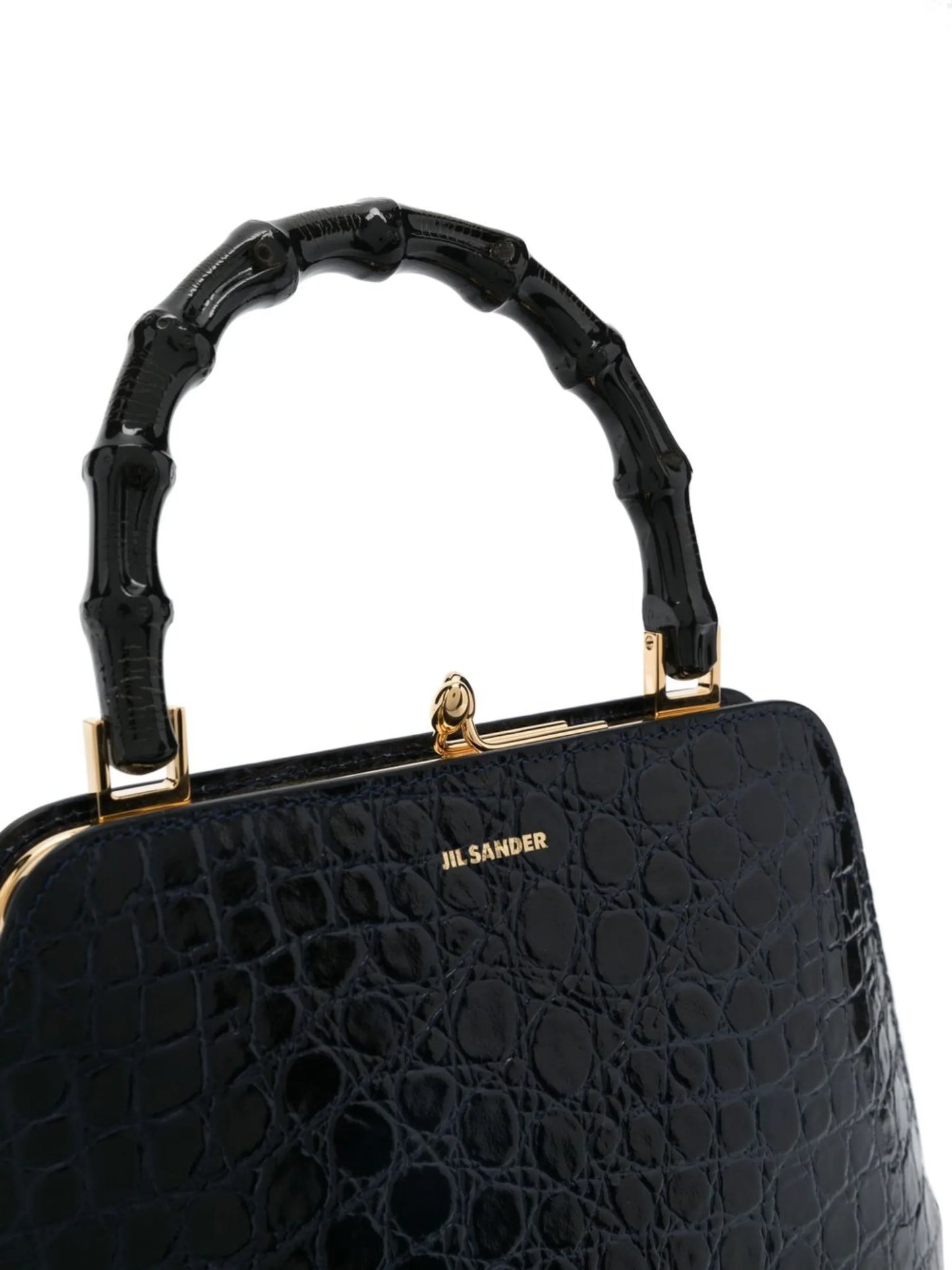 crocodile-effect leather tote bag