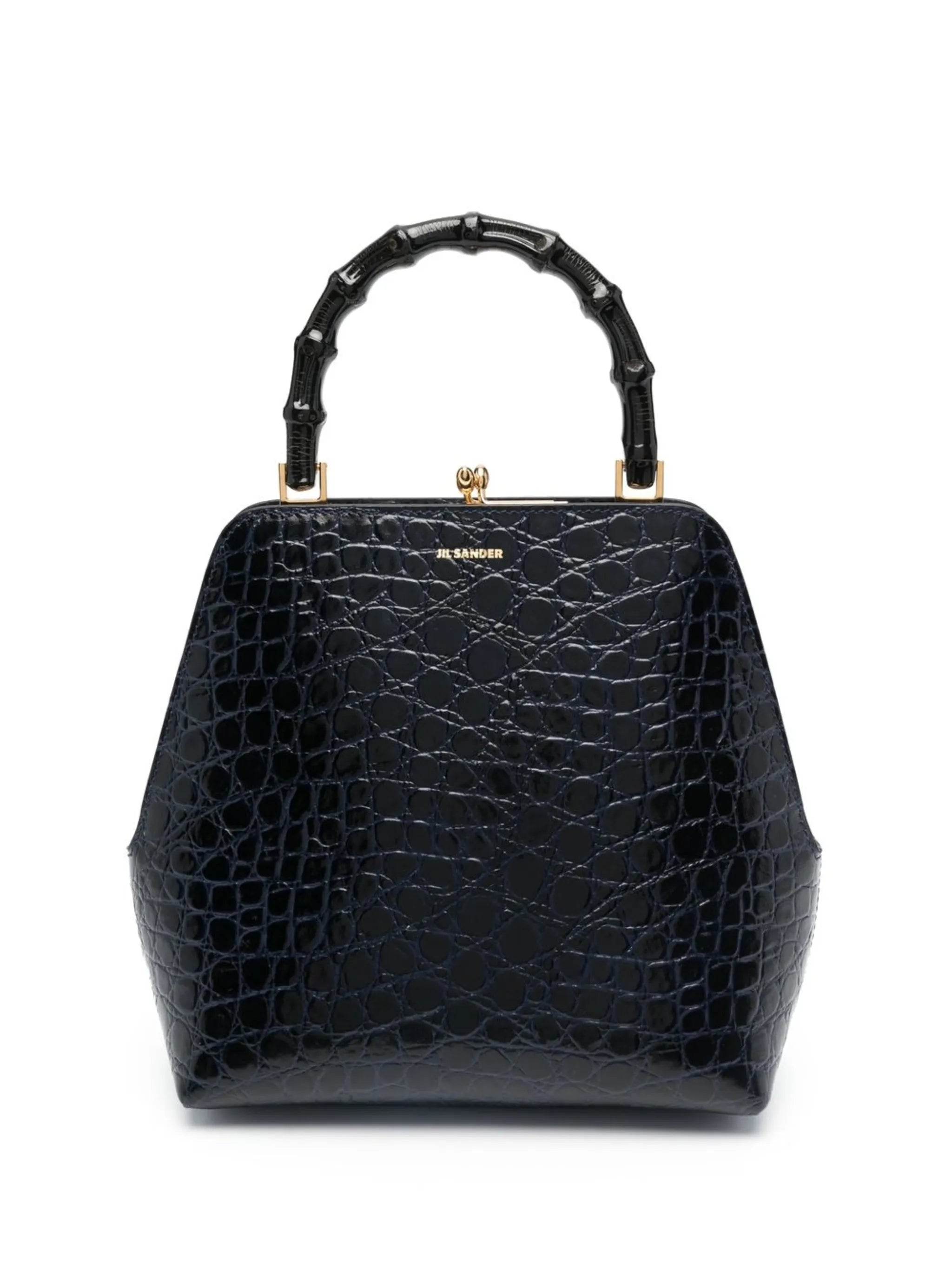 crocodile-effect leather tote bag
