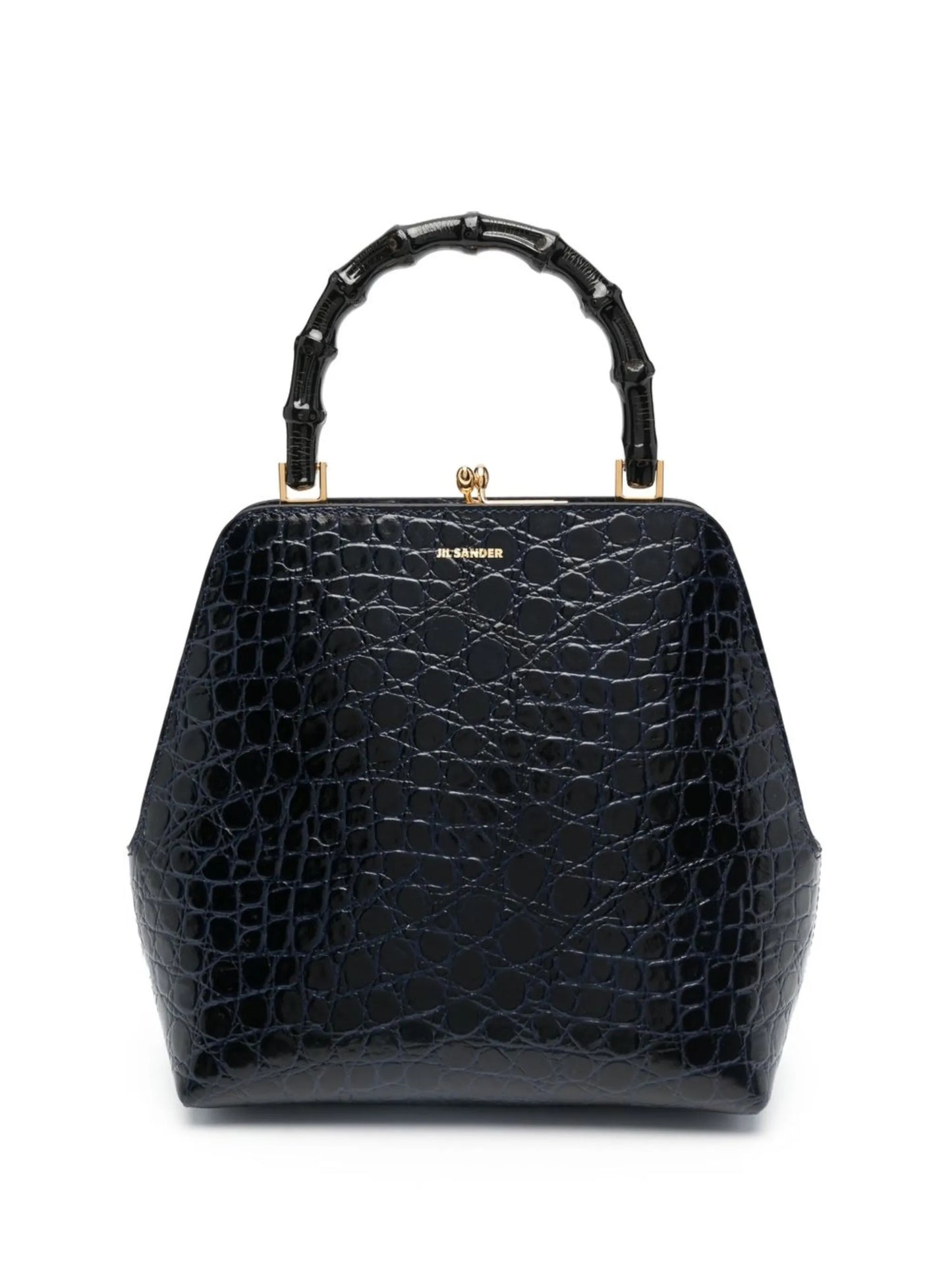crocodile-effect leather tote bag