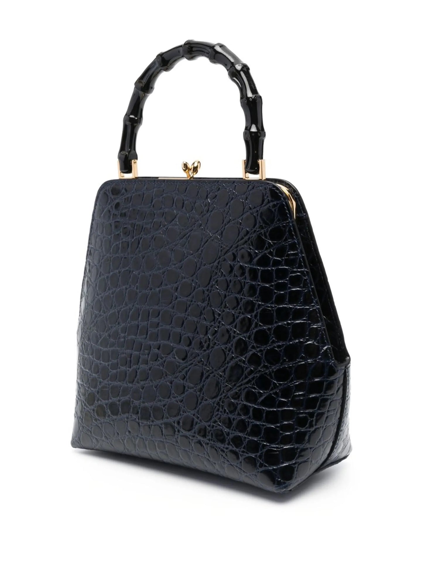 crocodile-effect leather tote bag